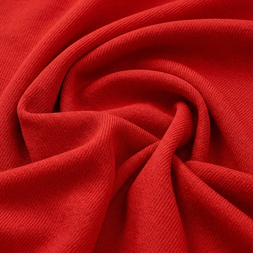 Swirled Red Plain Net Fabric Showing Drape