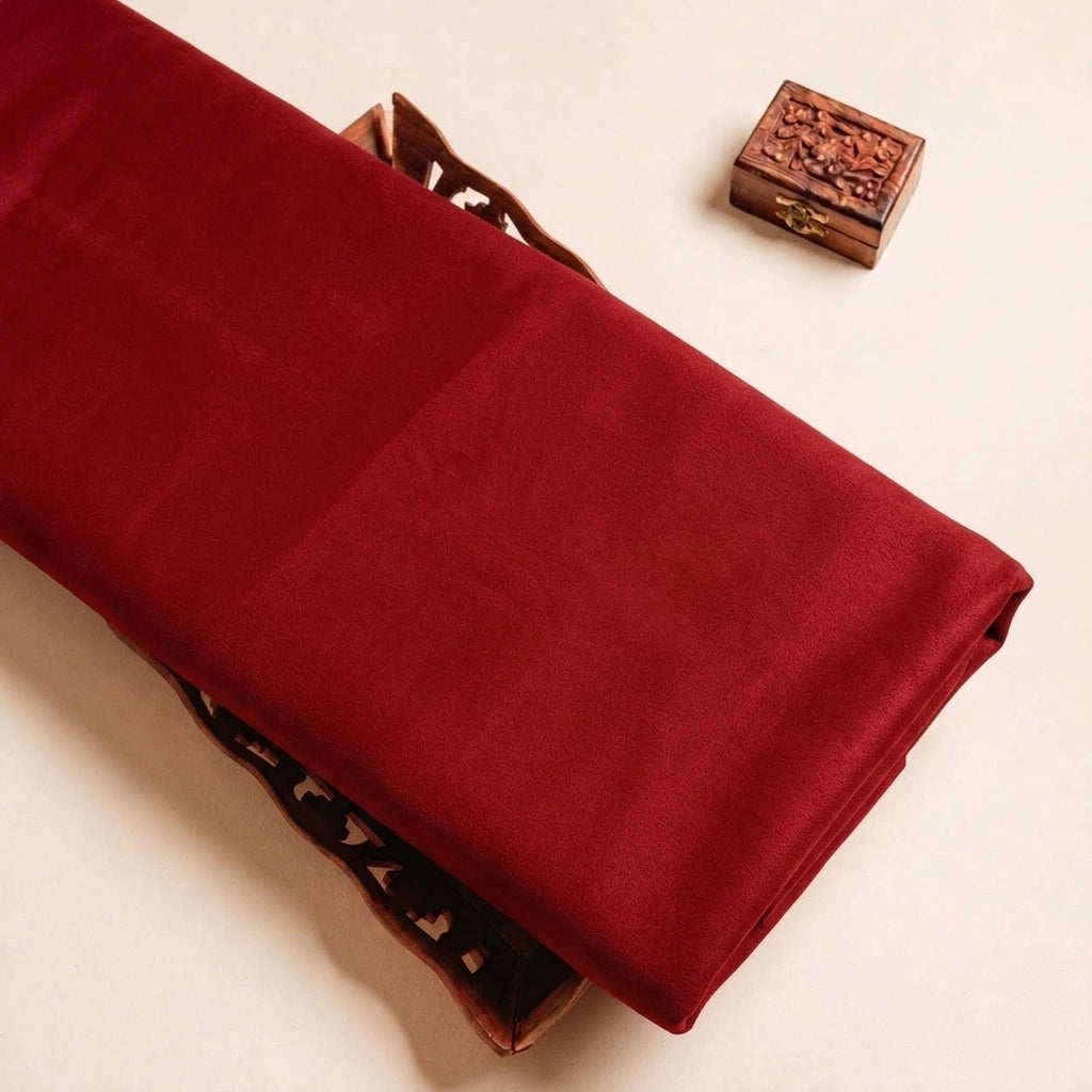 Folded Red Plain Satin Fabric Highlighting Lining and Texture