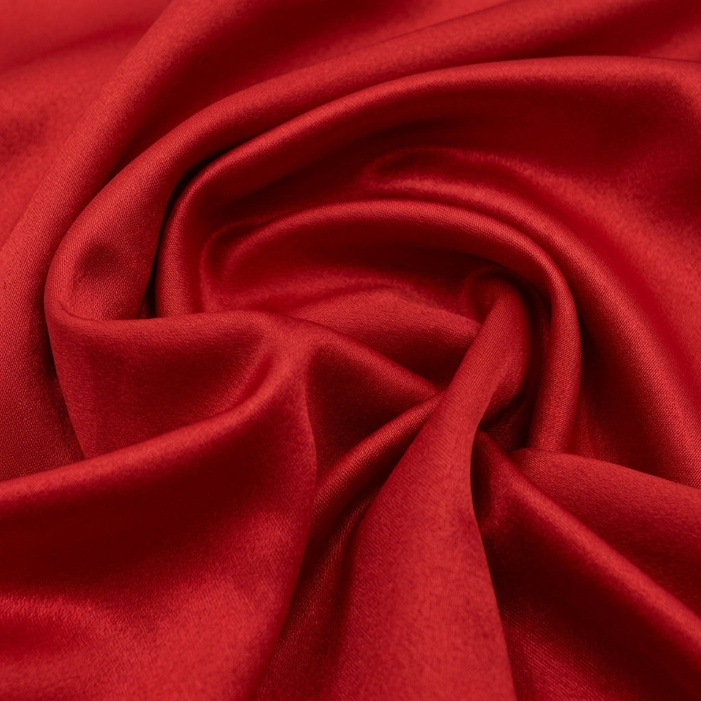 Plain Satin Fabric - Red - Swirl