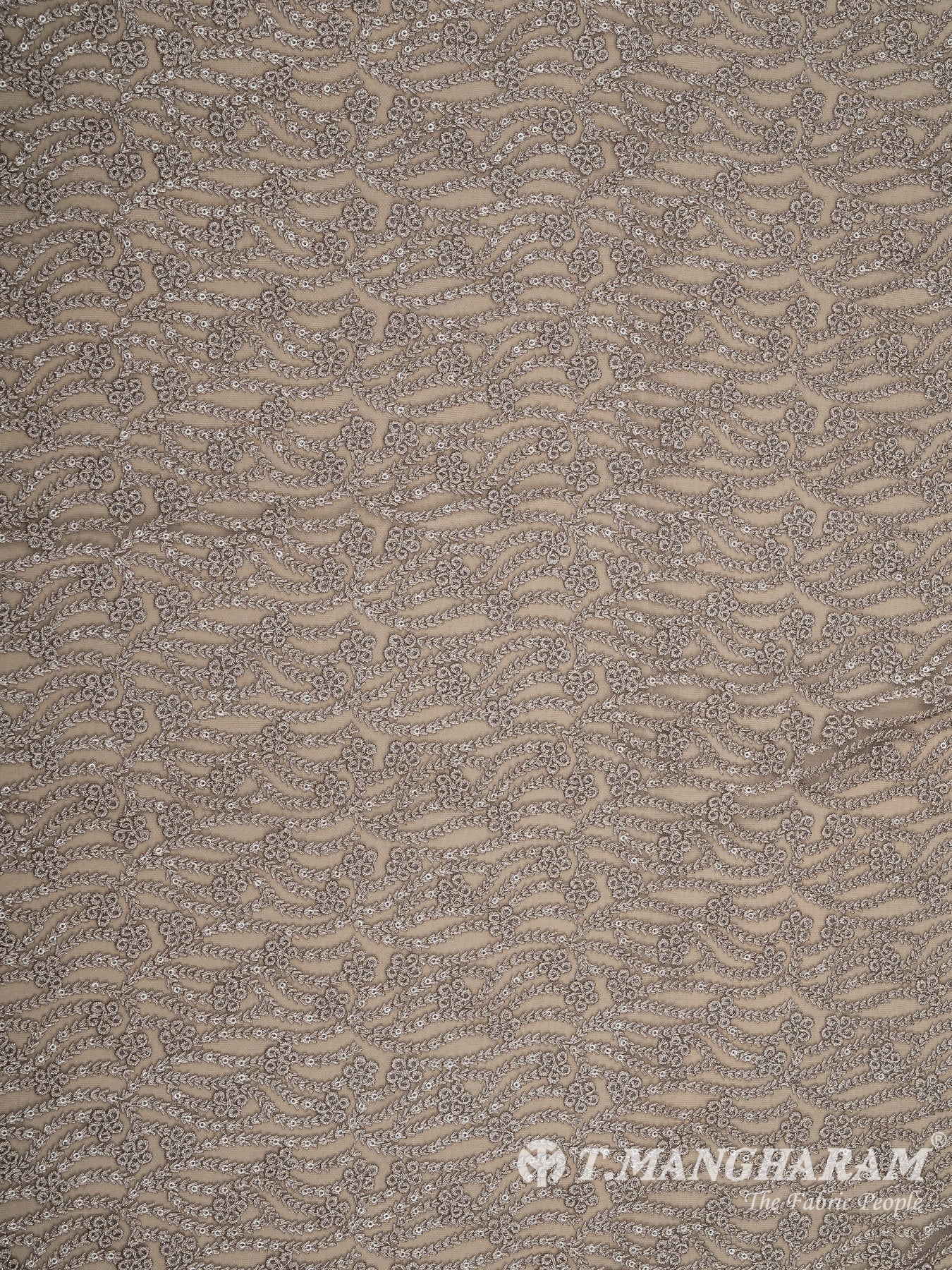 Beige Net Embroidery Fabric - EC8428 view-3