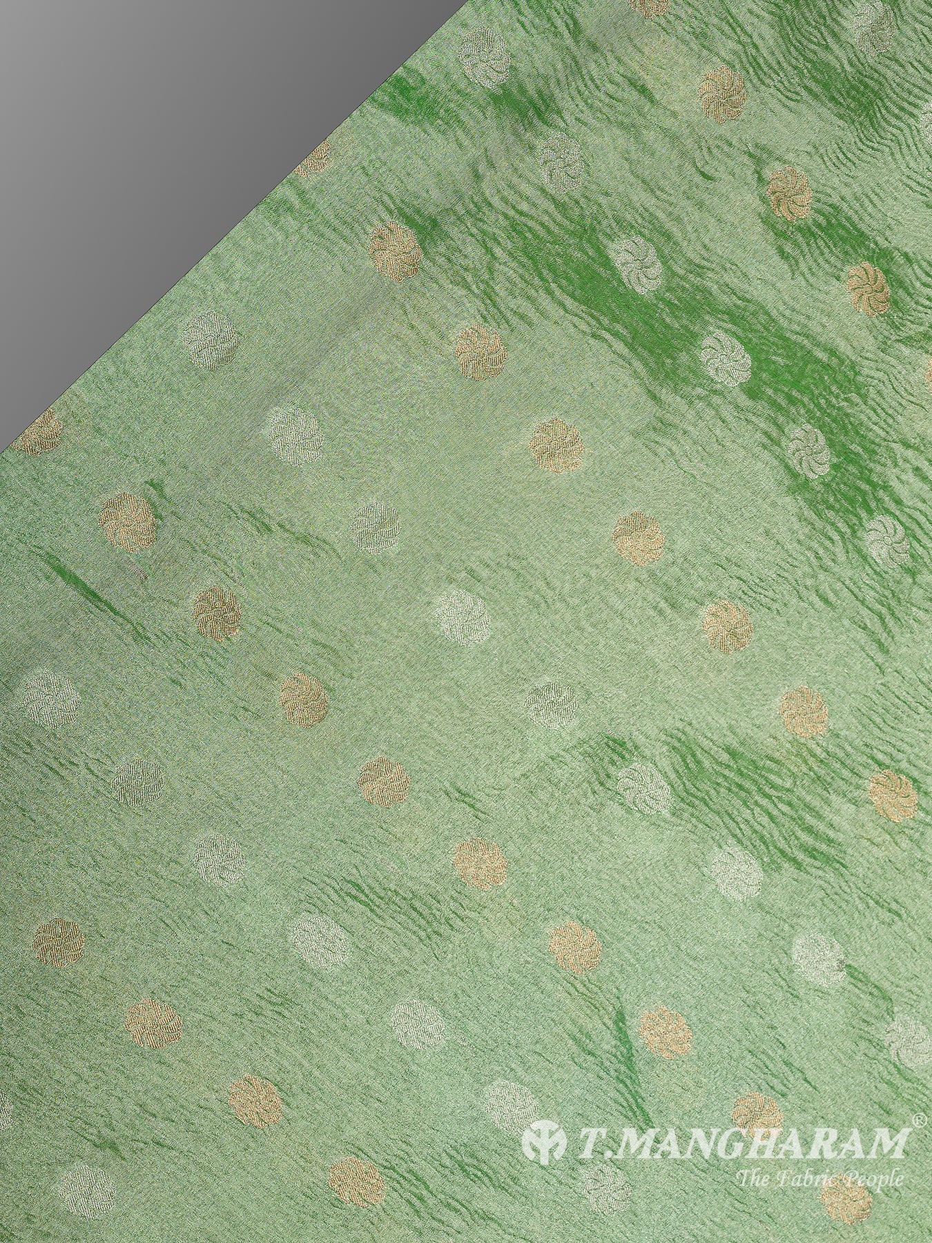 Green Semi Banaras Fabric - EB6806 view-2