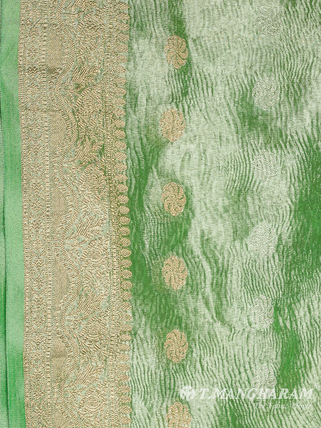 Green Semi Banaras Fabric - EB6806 view-5