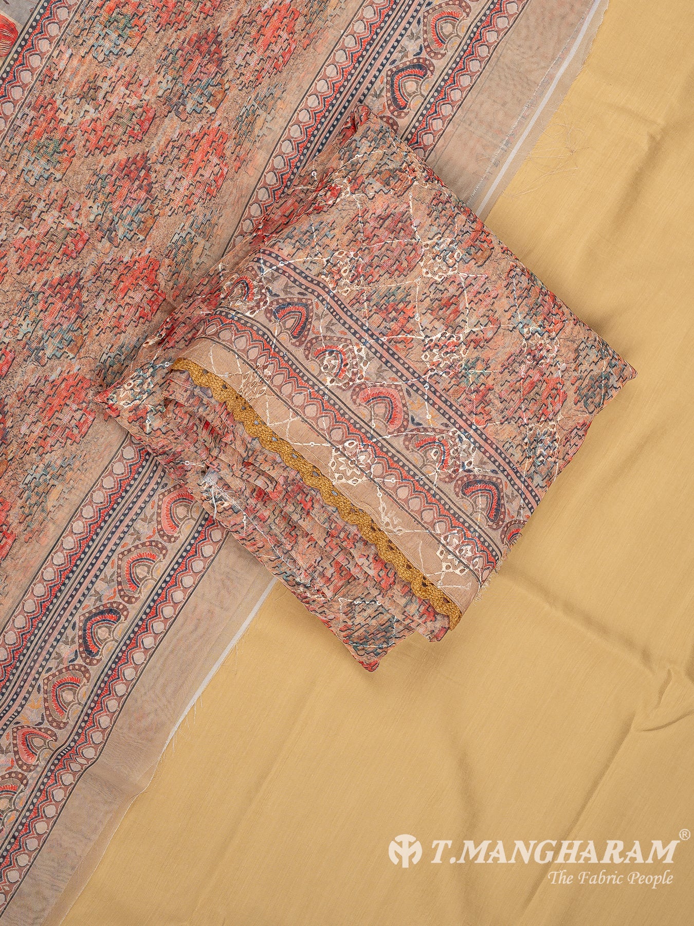 Multicolor Organza Tissue Chudidhar Fabric Set - EG1833 view-1