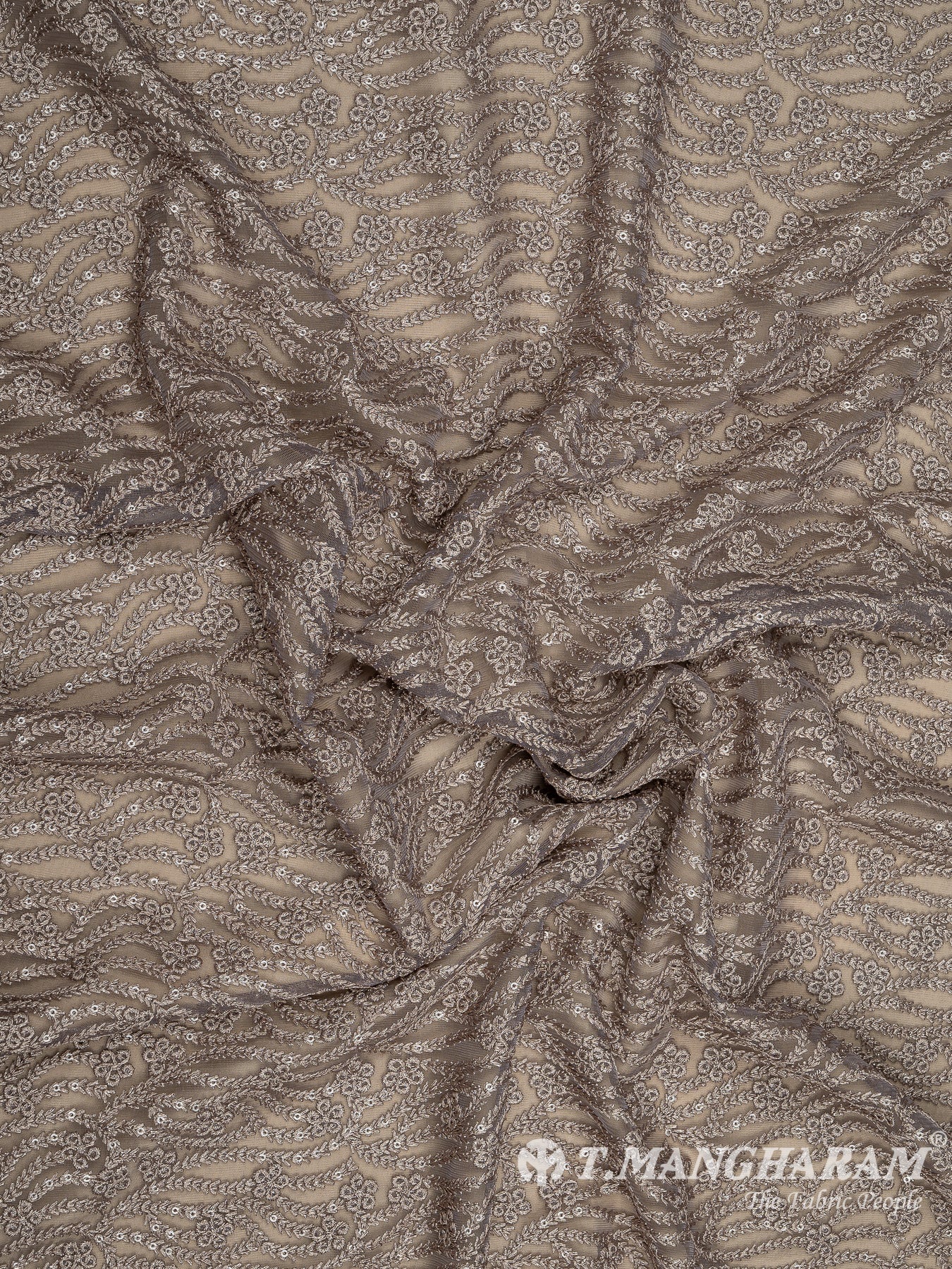 Beige Net Embroidery Fabric - EC8428 view-4