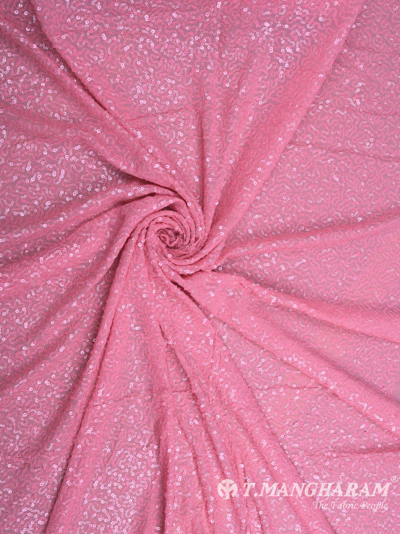 Pink Sequin Georgette Fabric - EB5748 view-1