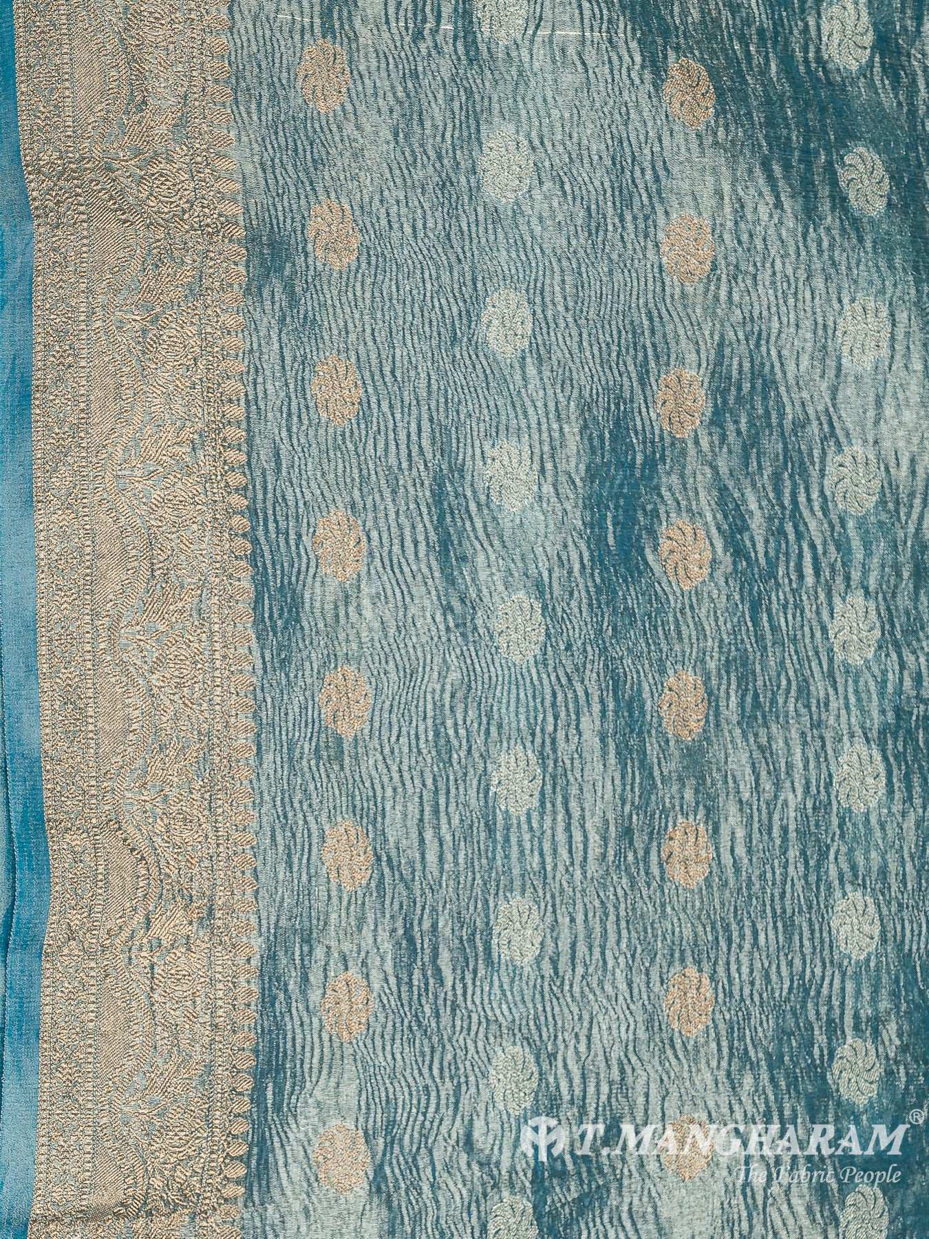 Blue Semi Banaras Fabric - EB6808 view-5