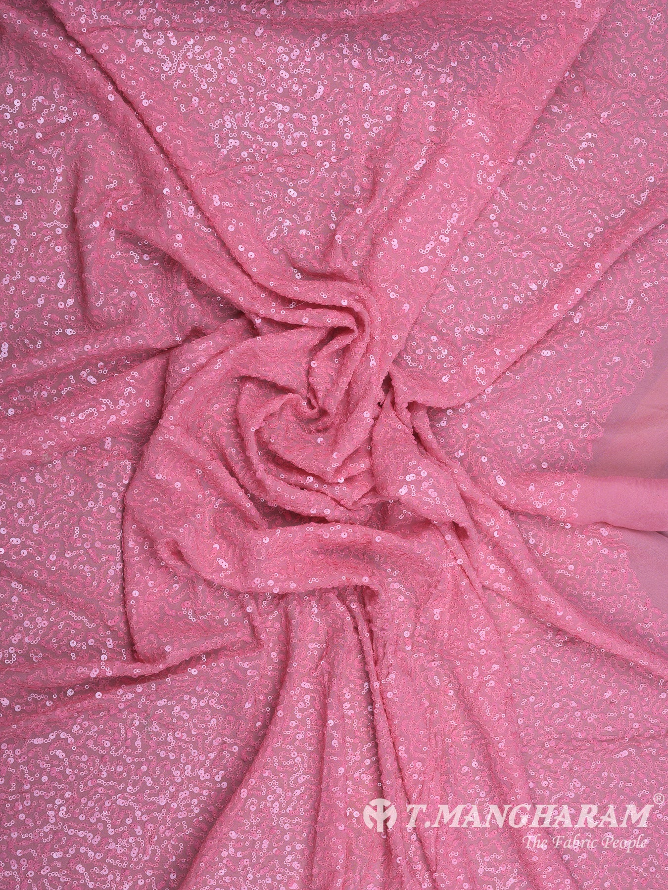 Pink Sequin Georgette Fabric - EB5748 view-4