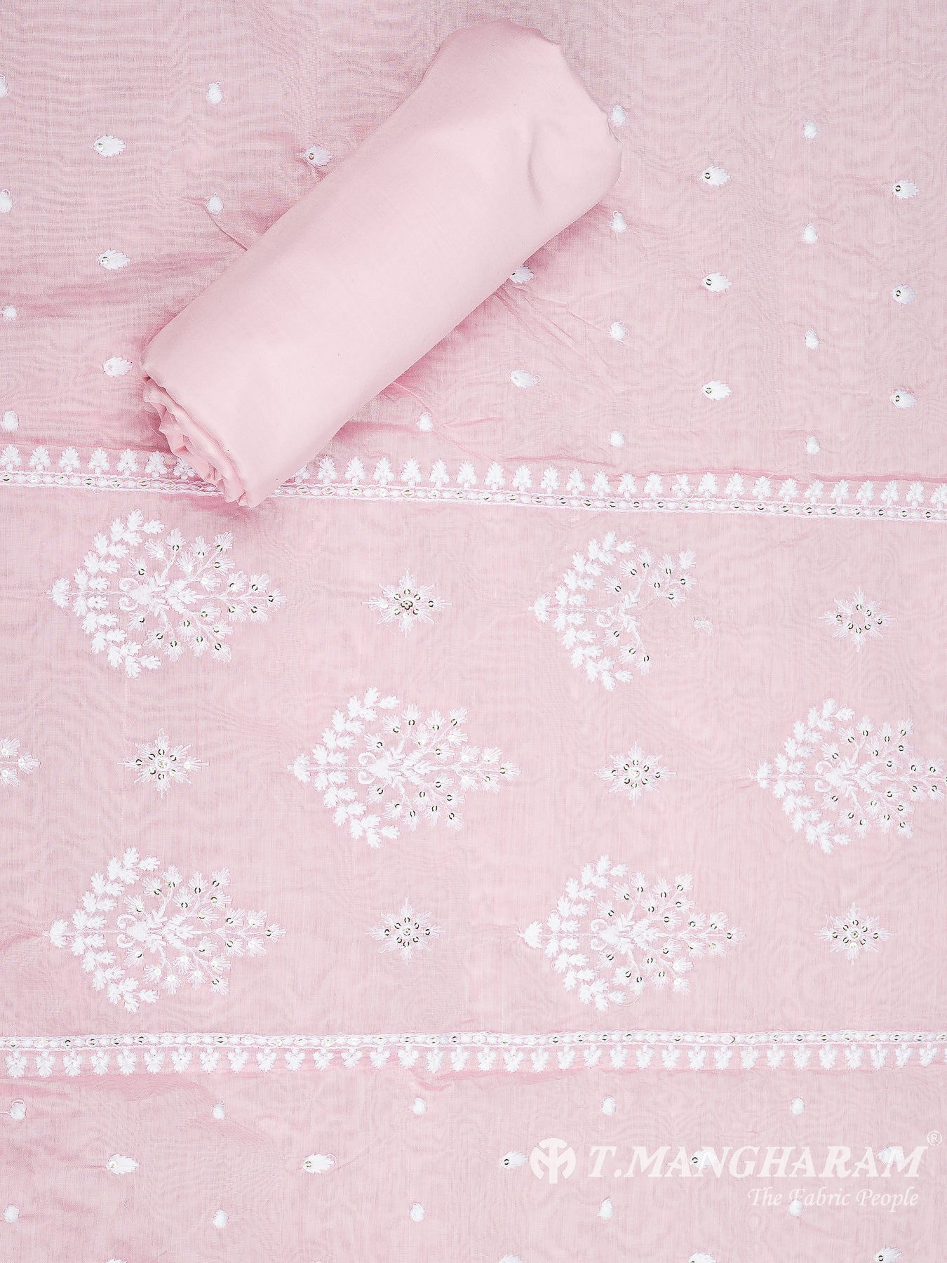 Baby Pink Silk Cotton Chudidhar Fabric Set - EG1829 view-2