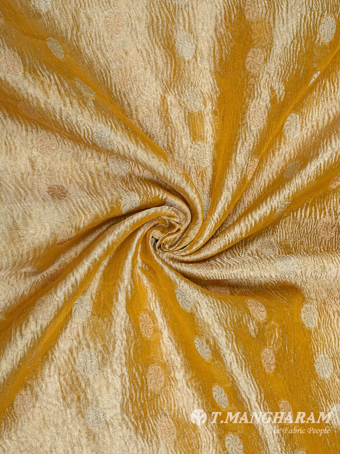 Gold Semi Banaras Fabric - EB6804 view-1