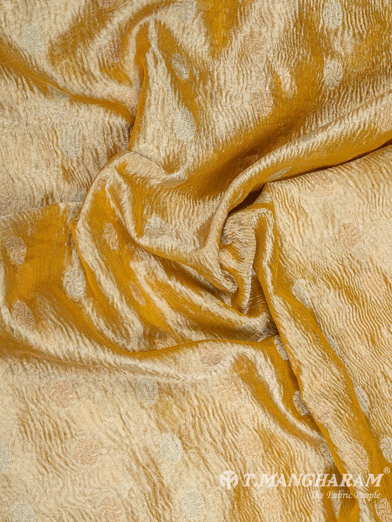 Gold Semi Banaras Fabric - EB6804 view-4