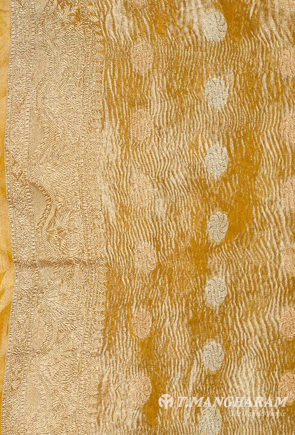 Gold Semi Banaras Fabric - EB6804 view-5