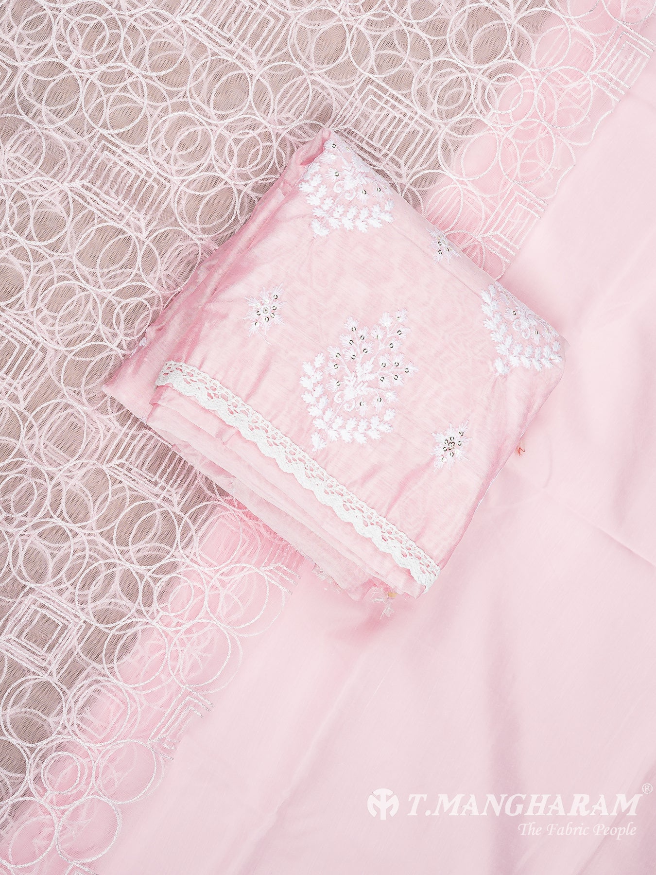 Baby Pink Silk Cotton Chudidhar Fabric Set - EG1829 view-1