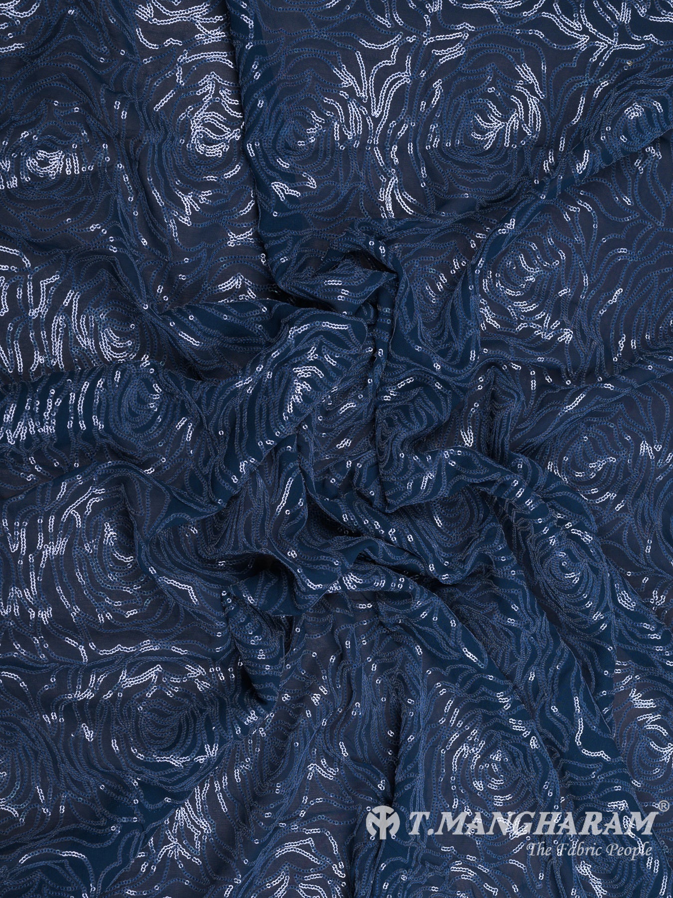 Blue Sequin Georgette Fabric - EB5753