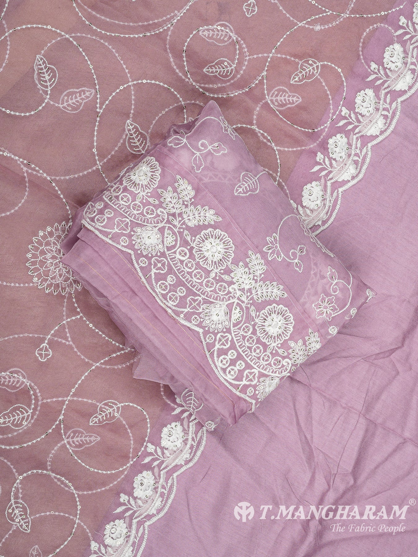 Violet Silk Cotton Chudidhar Fabric Set - EG1851 view-1