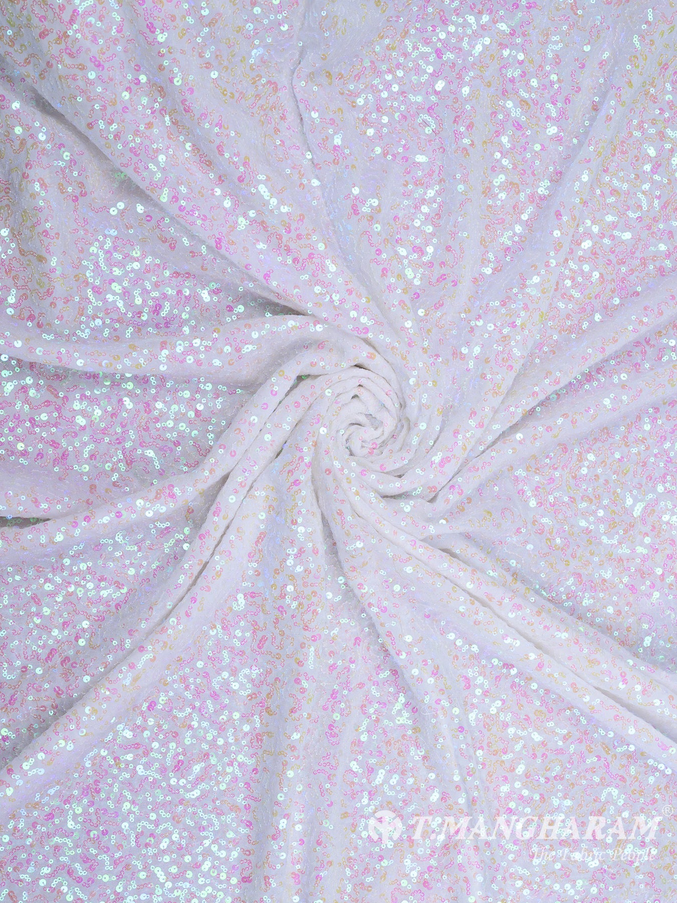 Off White Sequin Georgette Fabric - EB5751 view-1