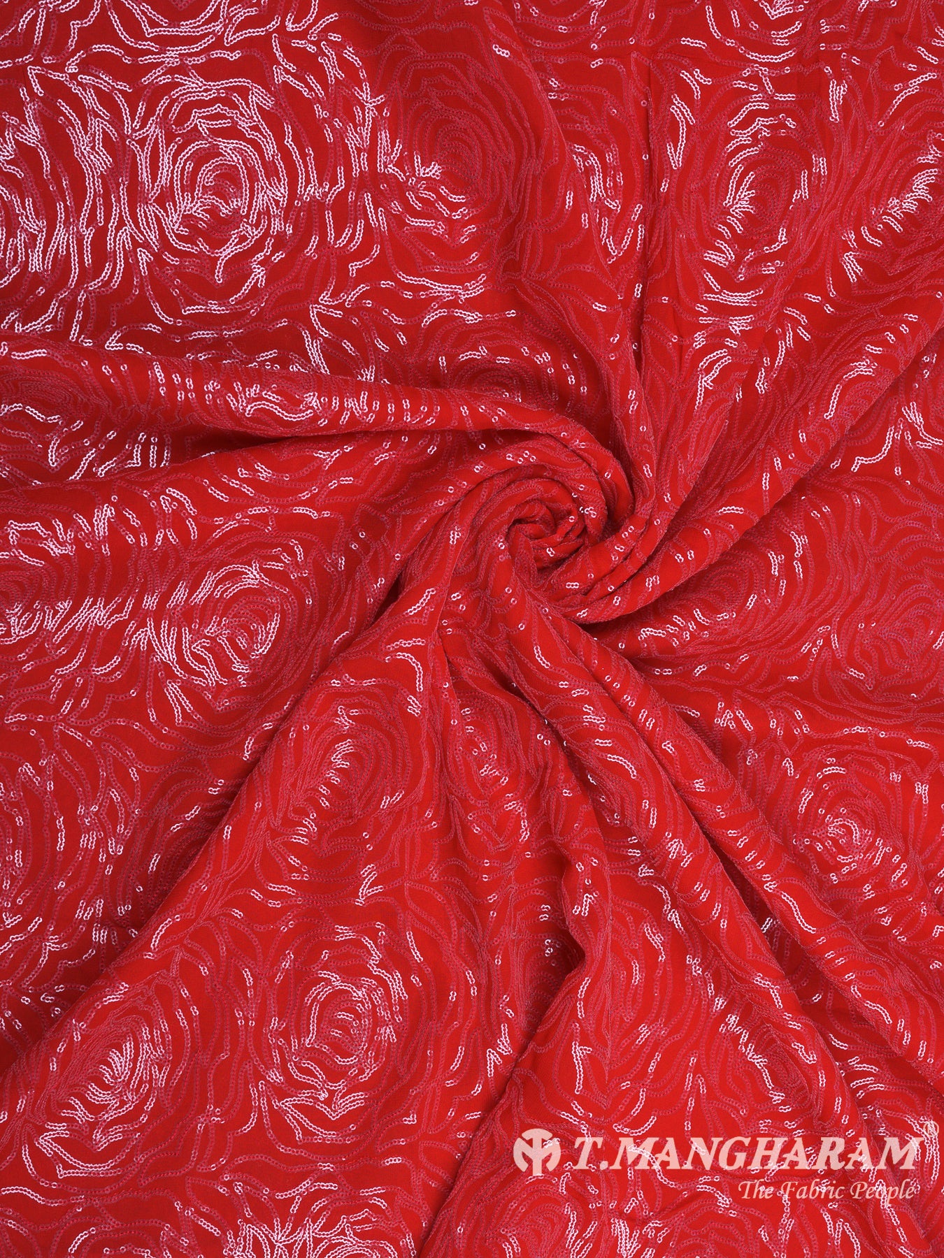 Red Sequin Georgette Fabric - EB5755 view-1