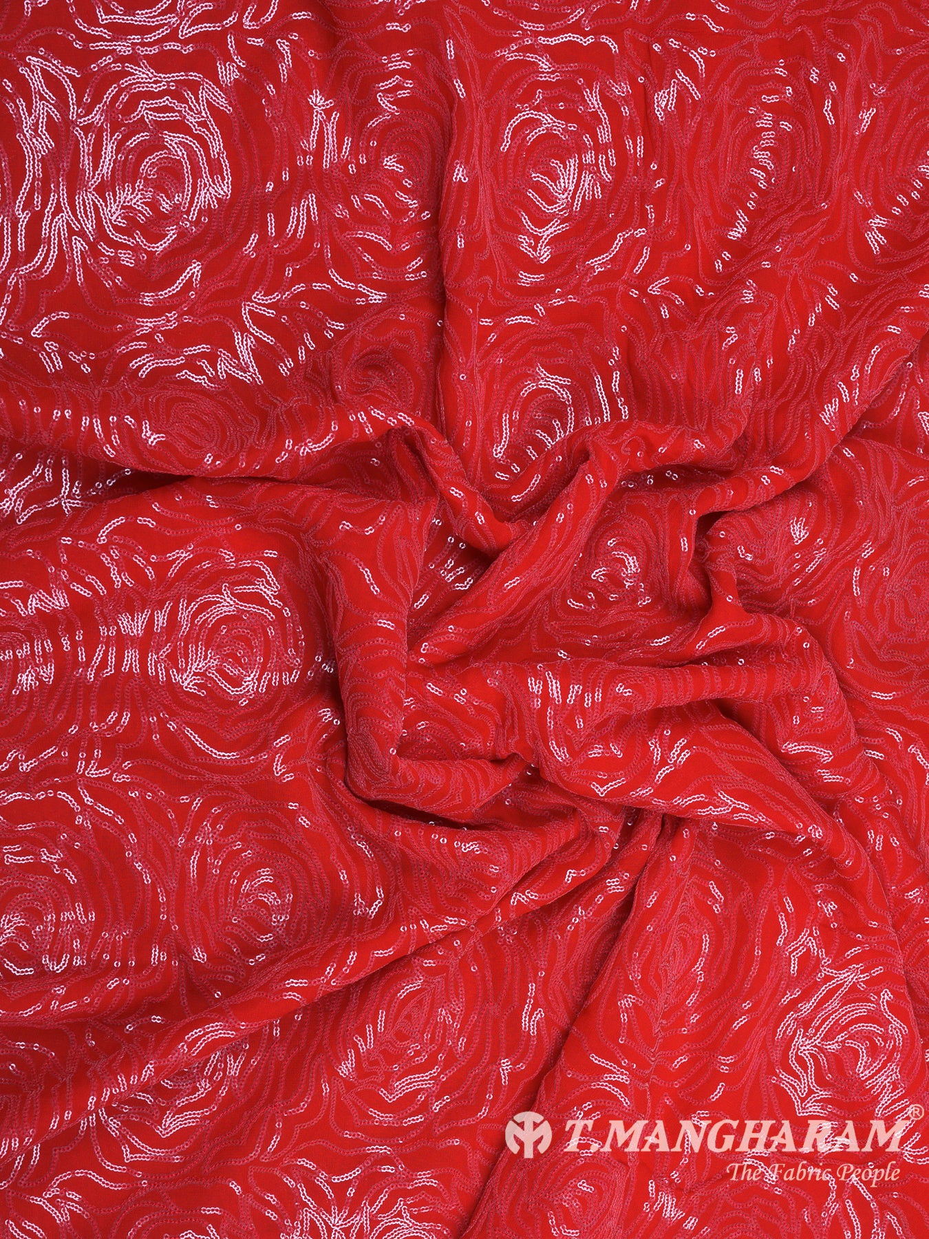 Red Sequin Georgette Fabric - EB5755 view-4