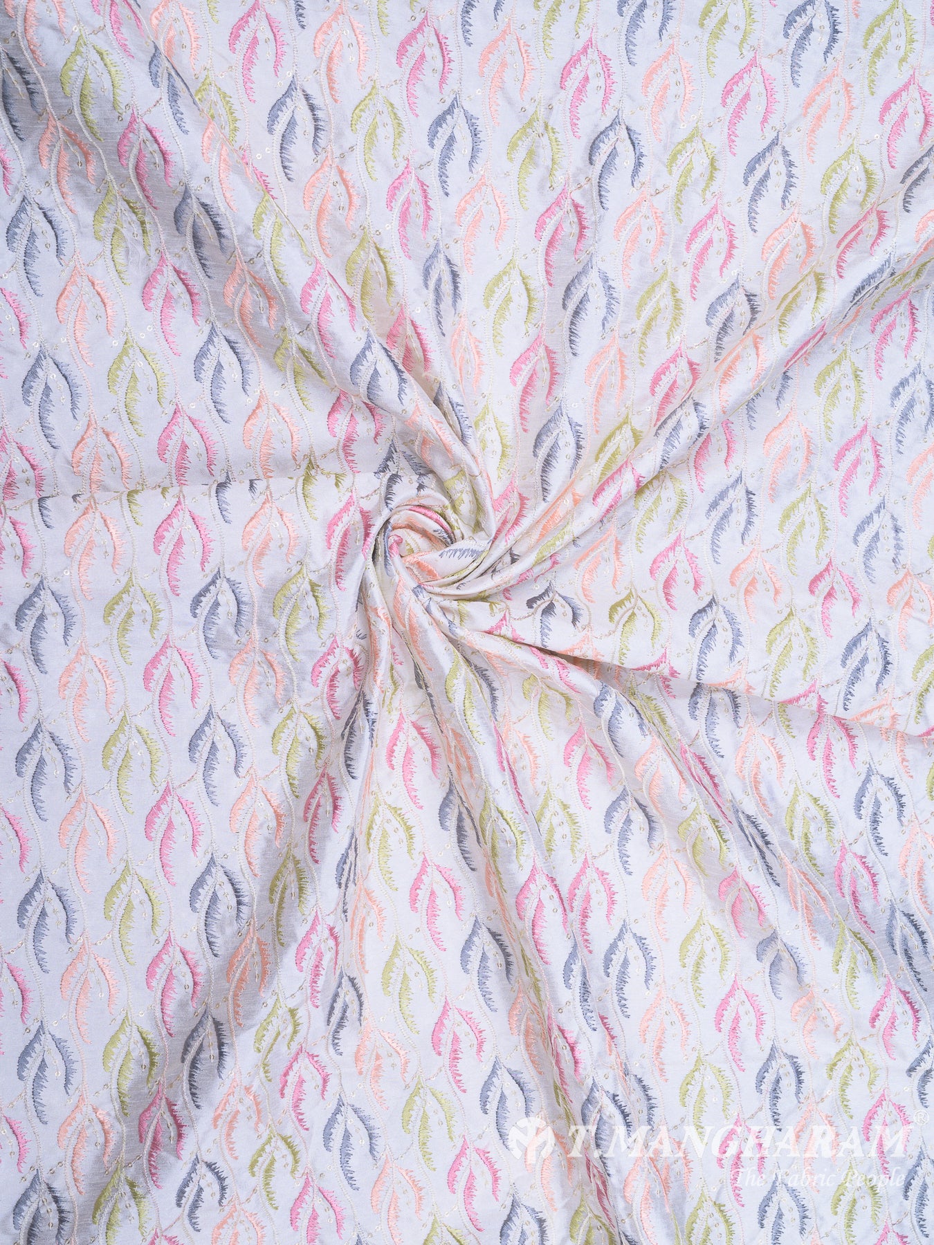 White Raw Silk Fabric - EB5713 view-1