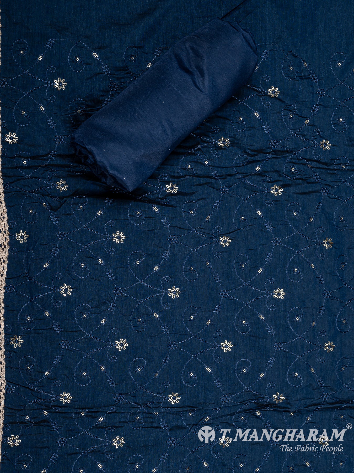 Blue Silk Cotton Chudidhar Fabric Set - EG1843 view-2