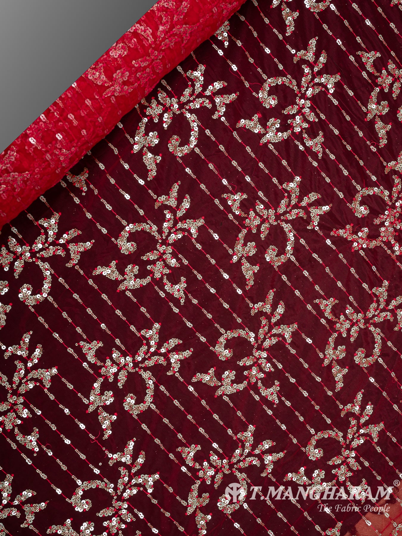 Red Net Embroidery Fabric - EA2908 view-2