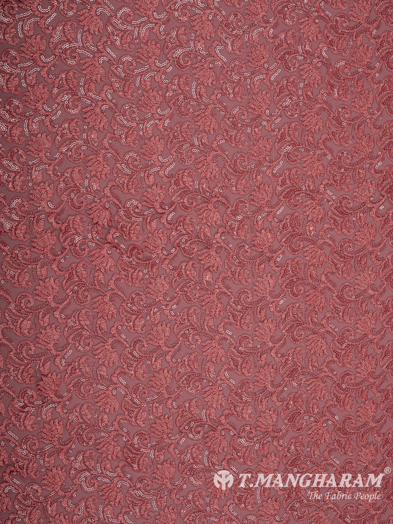 Maroon Net Embroidery Fabric - EC8435 view-3