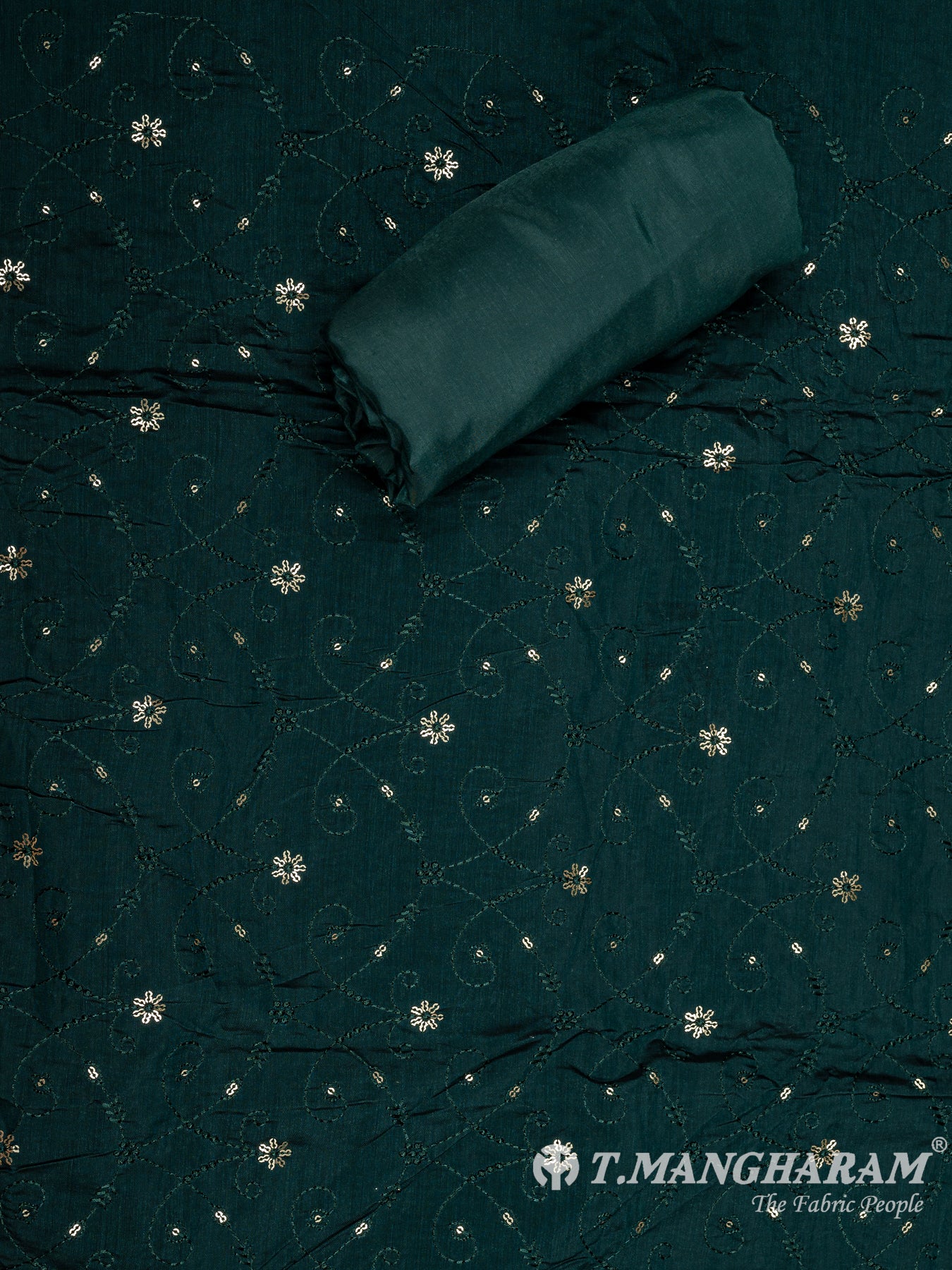 Green Silk Cotton Chudidhar Fabric Set - EG1844 view-2