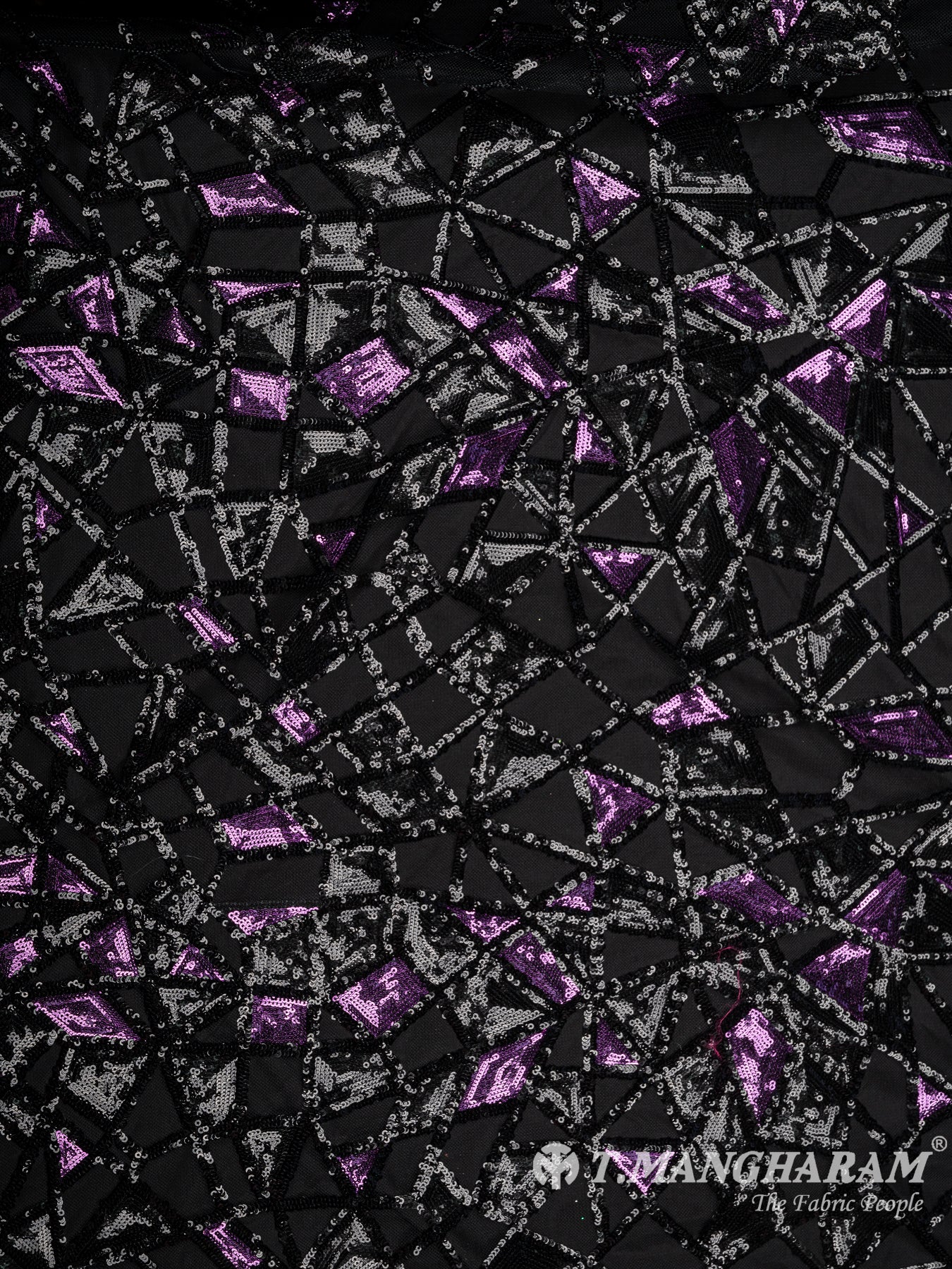 Black Fancy Net Fabric - EC8441 view-3
