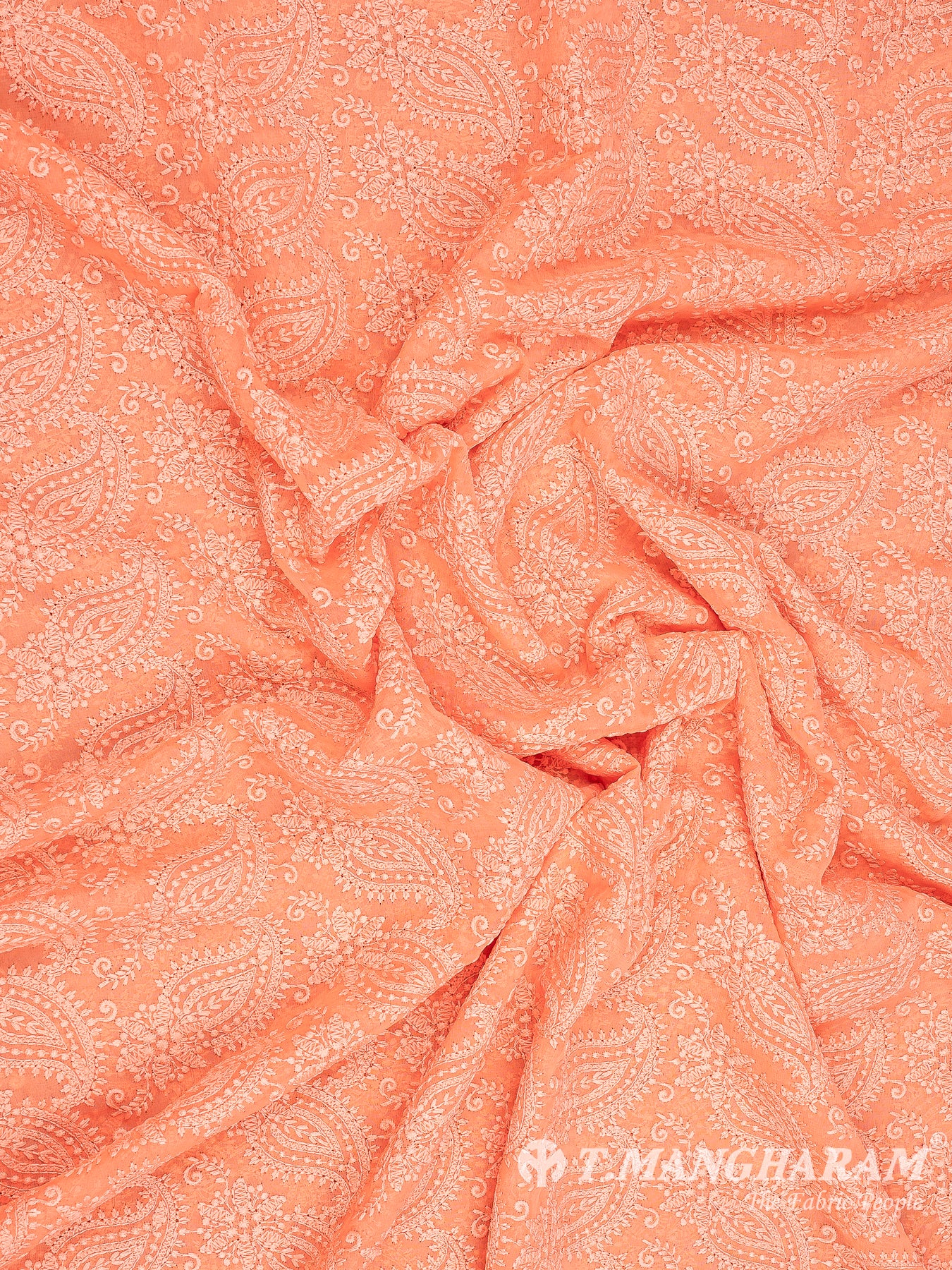 Peach Georgette Fabric - EB6070 view-2