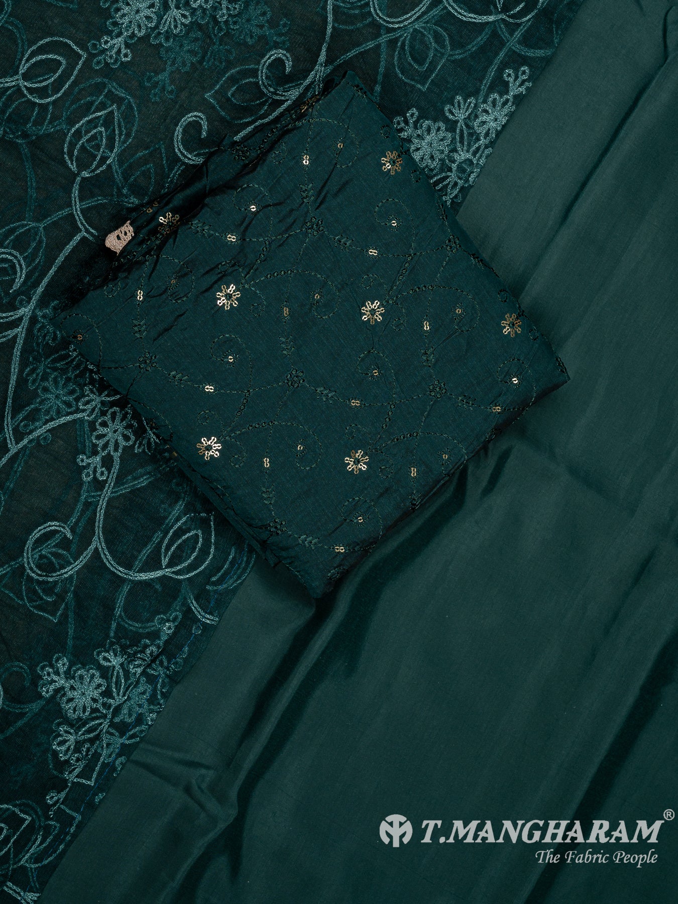 Green Silk Cotton Chudidhar Fabric Set - EG1844 view-1