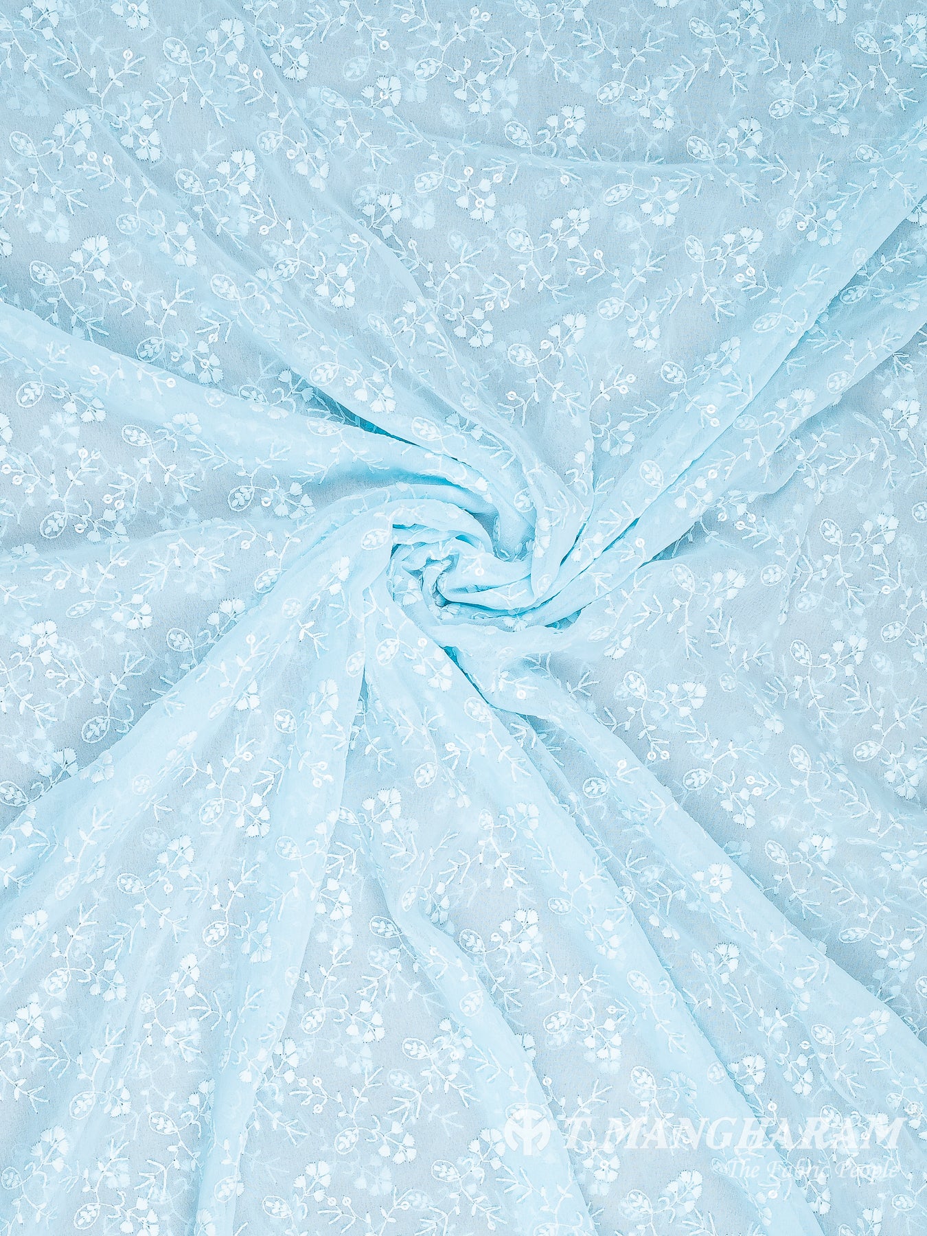Blue Georgette Fabric - EC8150 view-1