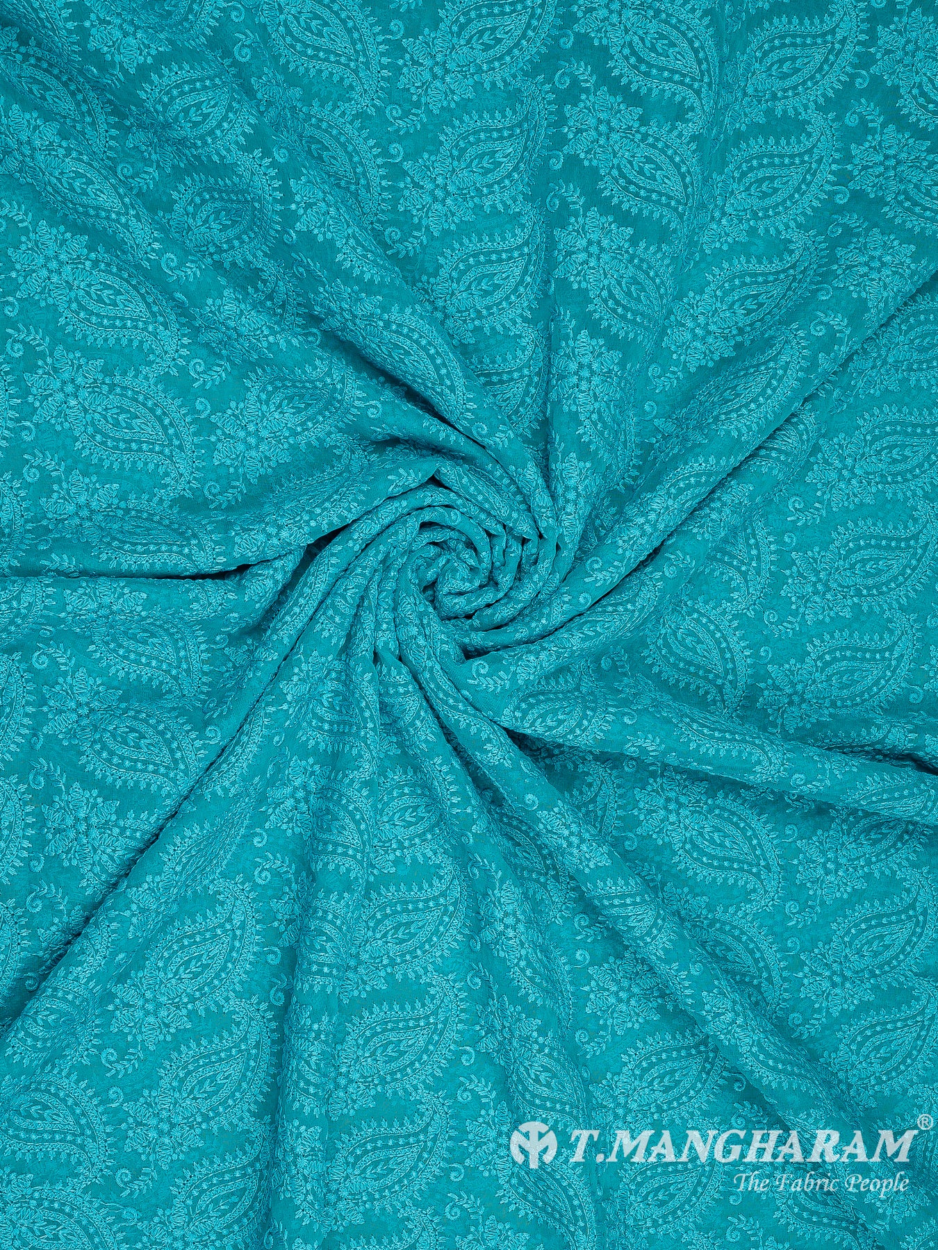 Sea Blue Georgette Fabric - EB6068 view-1