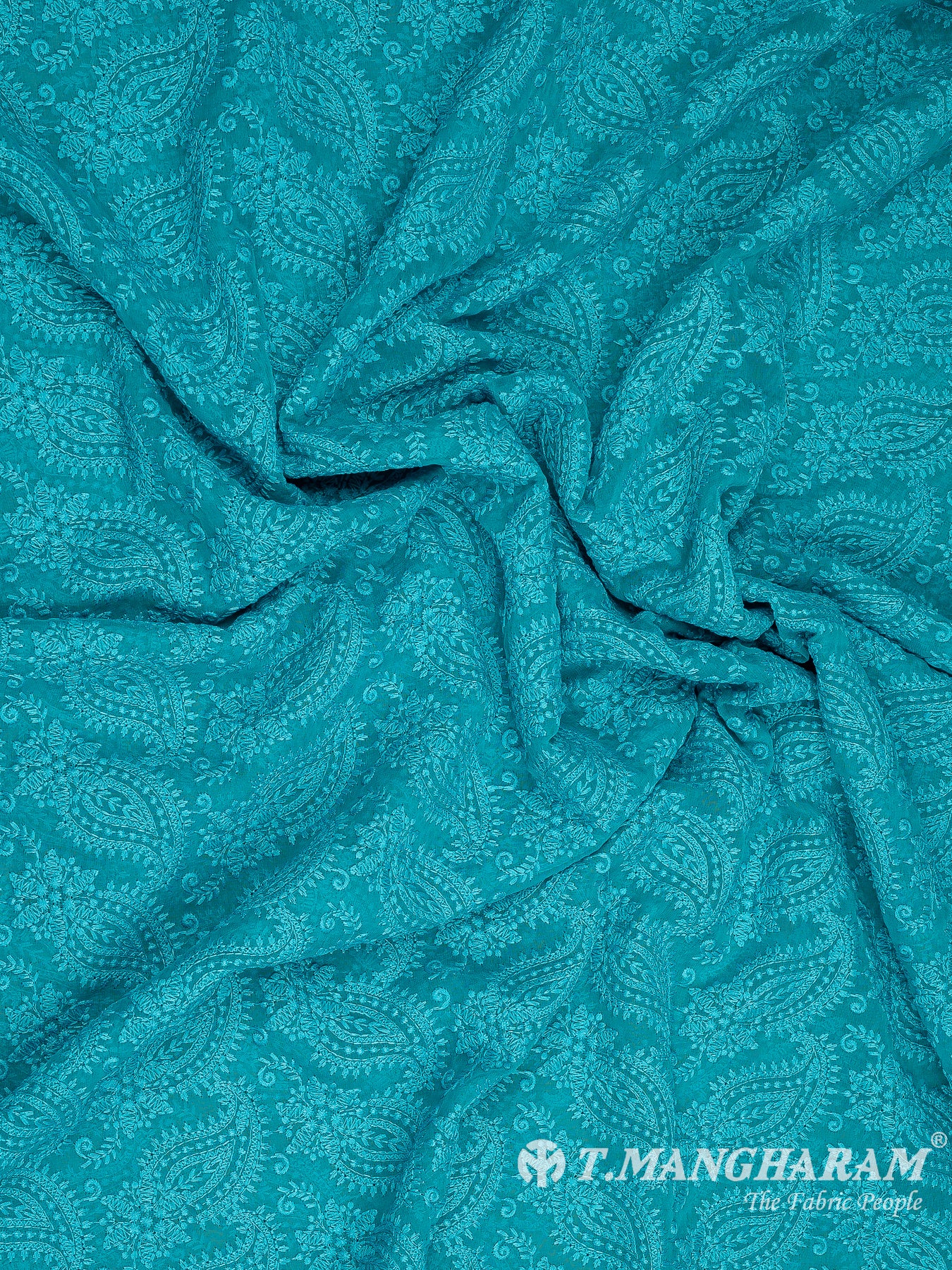 Sea Blue Georgette Fabric - EB6068 view-4