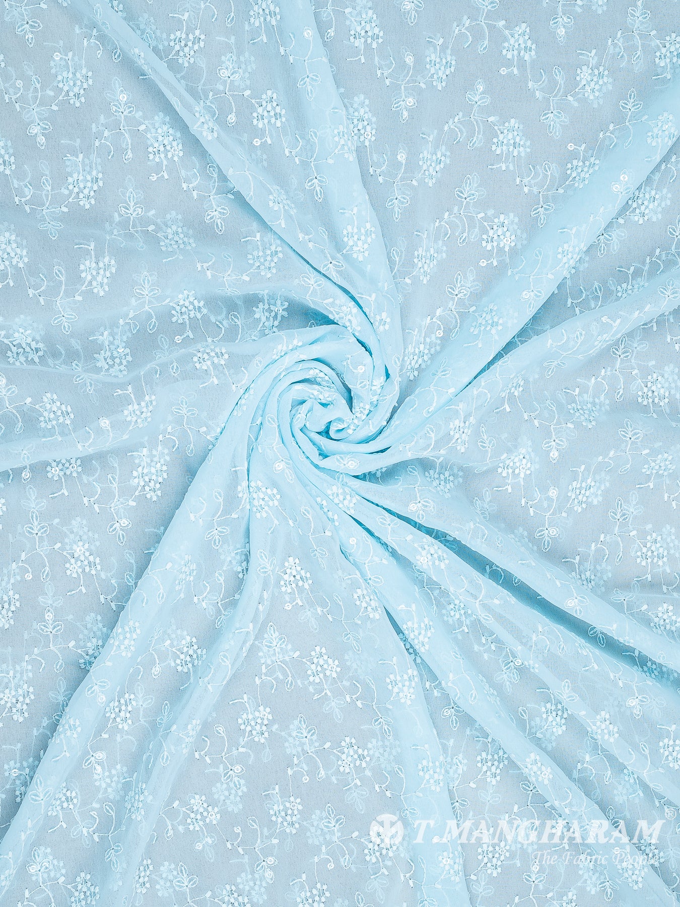 Blue Georgette Fabric - EC8153 view-1