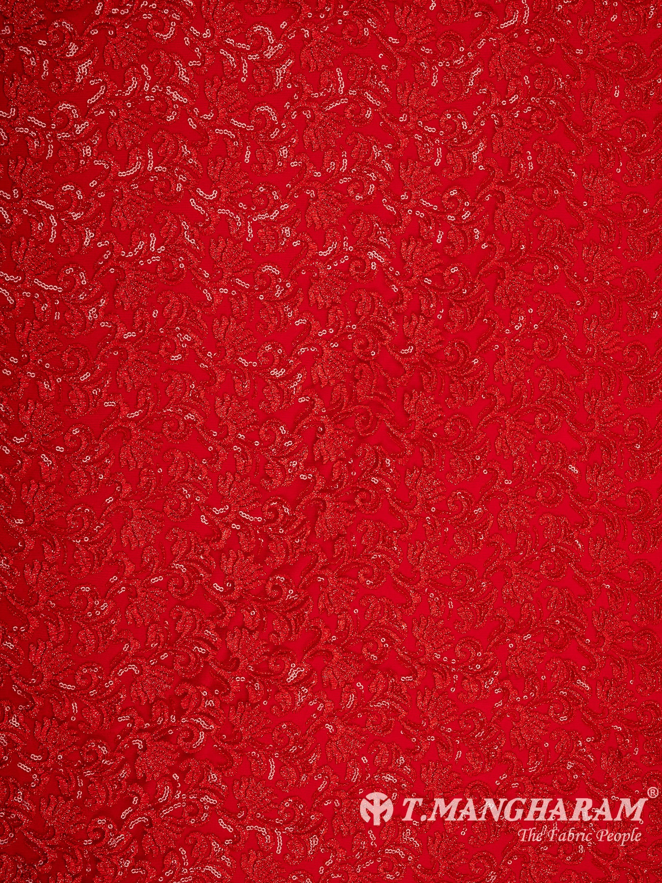 Red Net Embroidery Fabric - EC8436 view-3