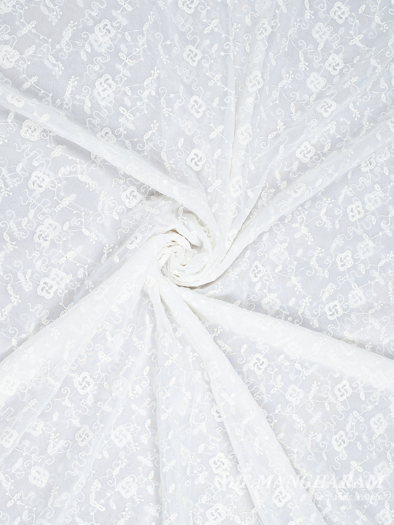 White Georgette Fabric - EB6247 view-1