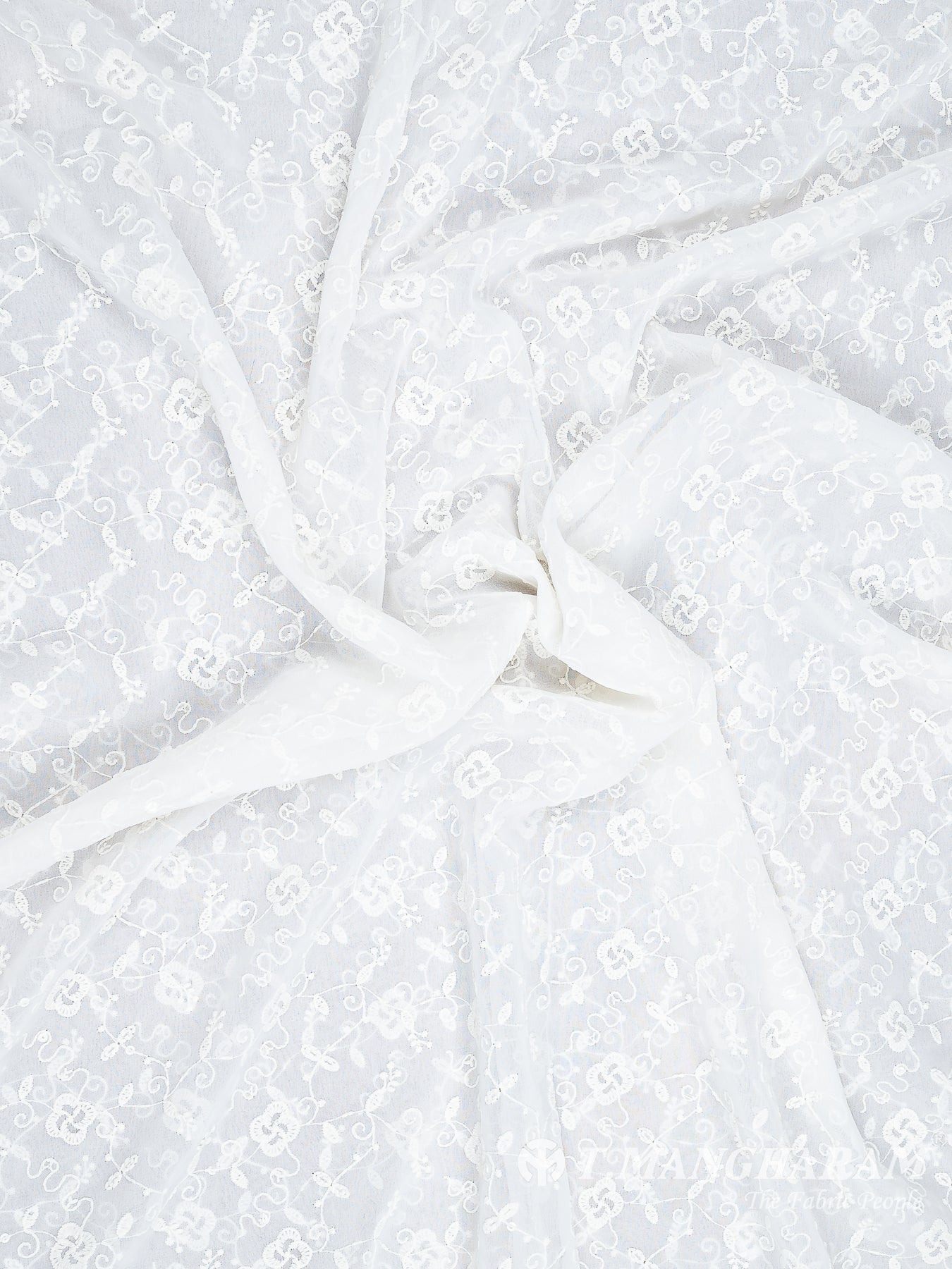 White Georgette Fabric - EB6247 view-4