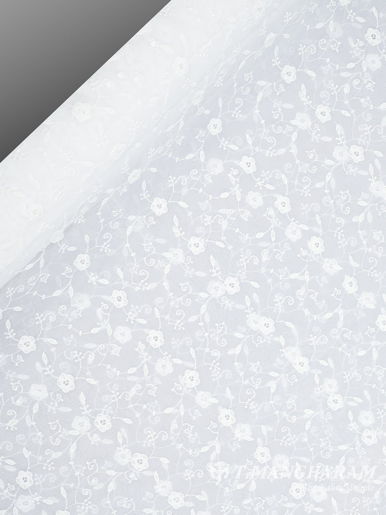 White Georgette Fabric - EB6249 view-2