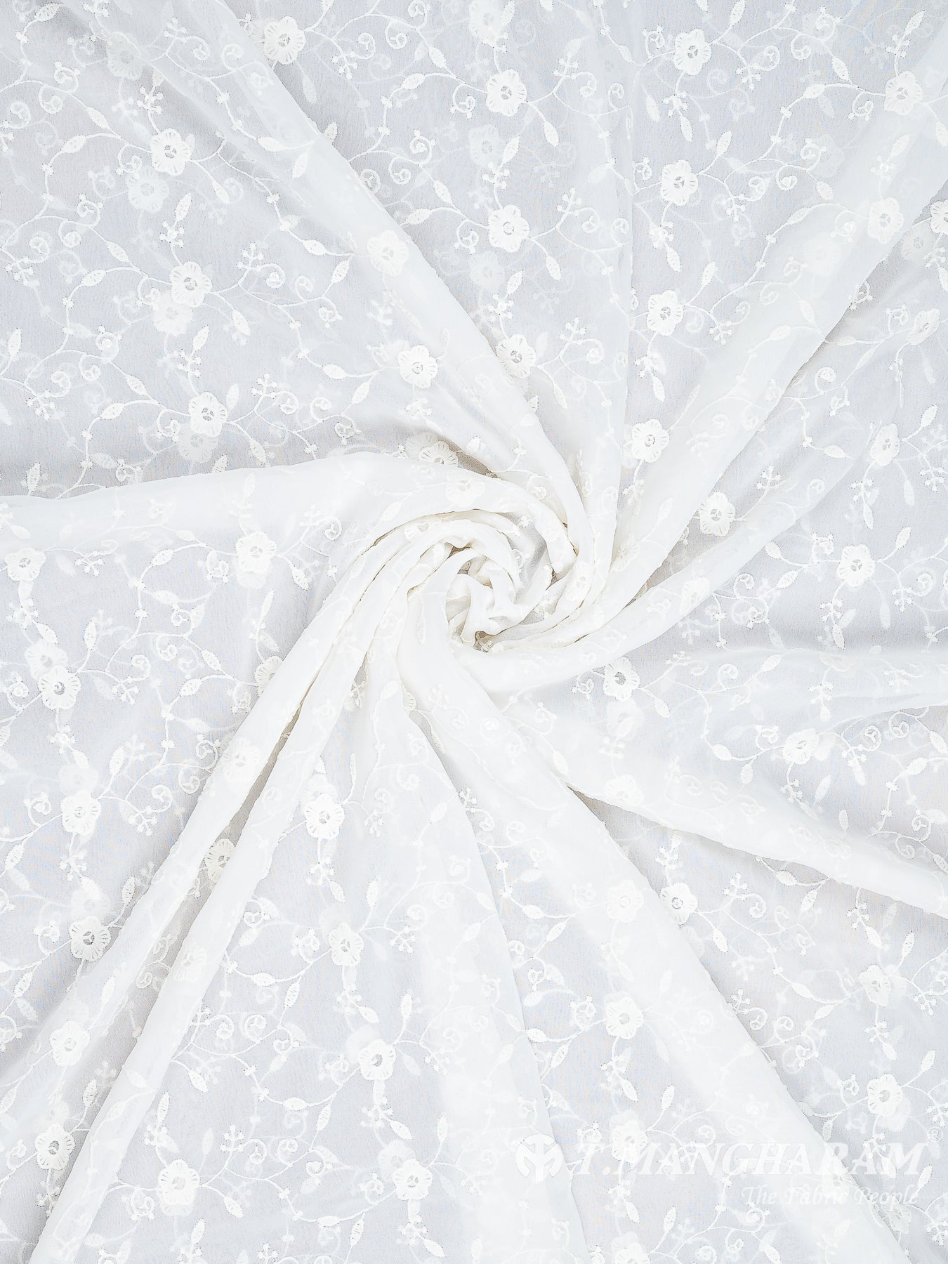 White Georgette Fabric - EB6249 view-1
