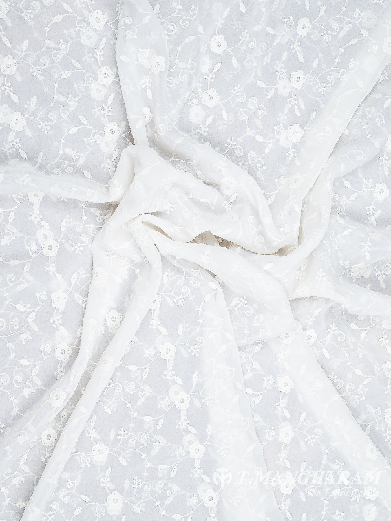 White Georgette Fabric - EB6249 view-4
