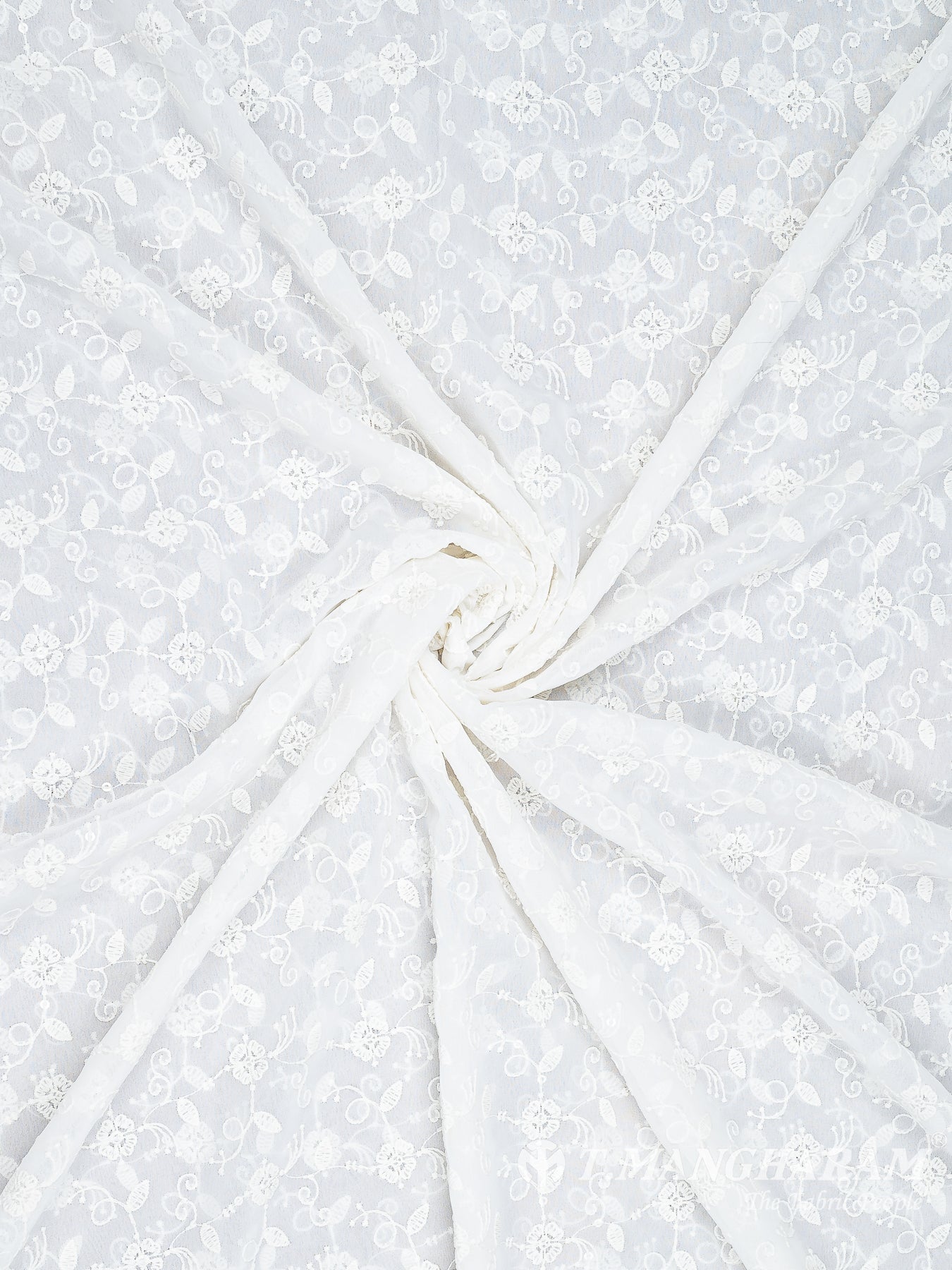 White Georgette Fabric - EB6248 view-1