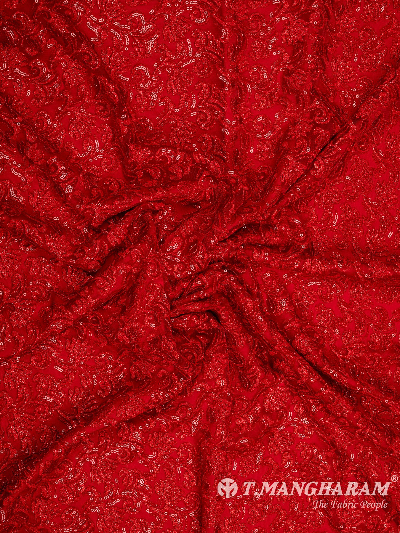 Red Net Embroidery Fabric - EC8436 view-4