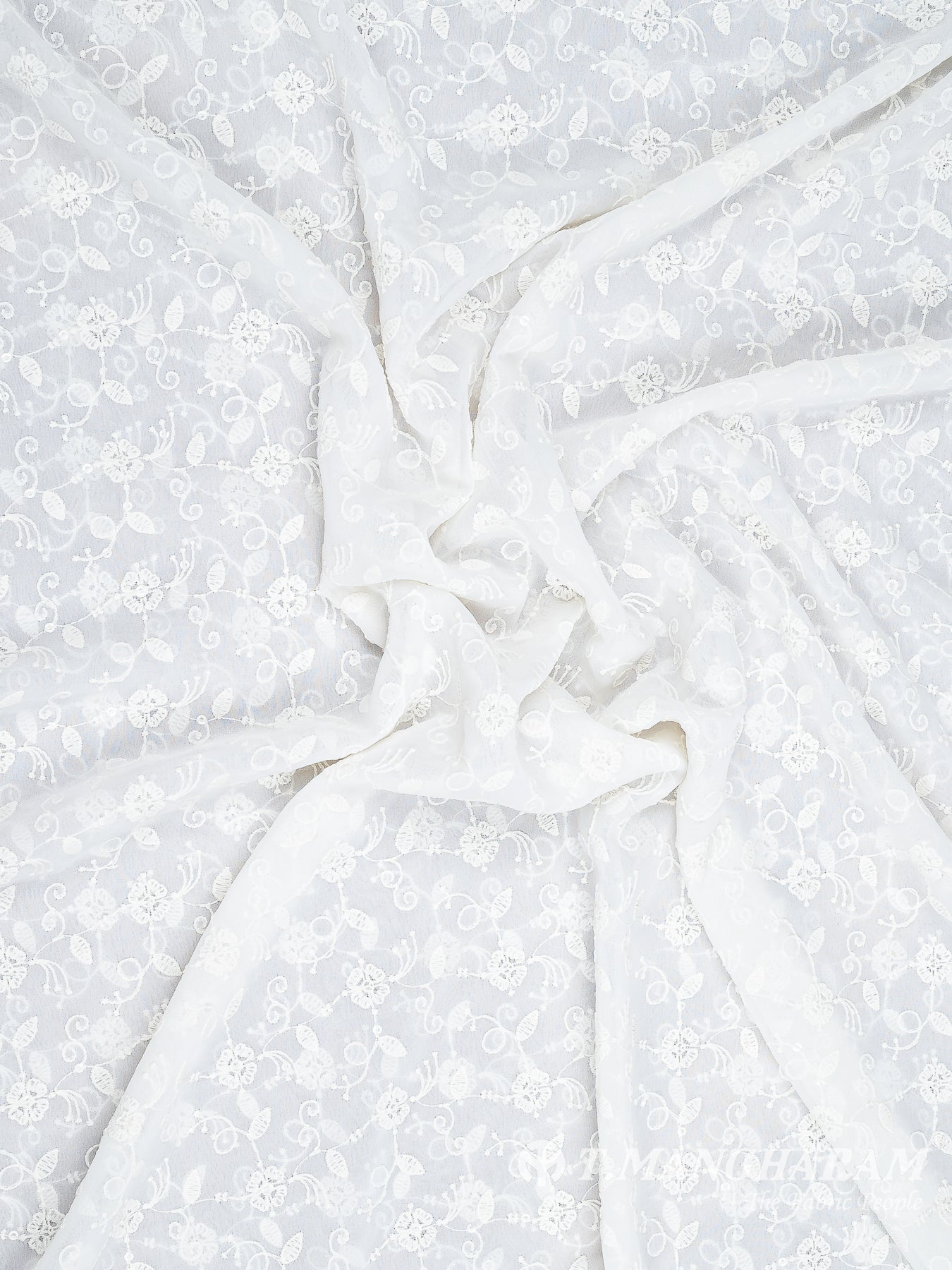 White Georgette Fabric - EB6248 view-4
