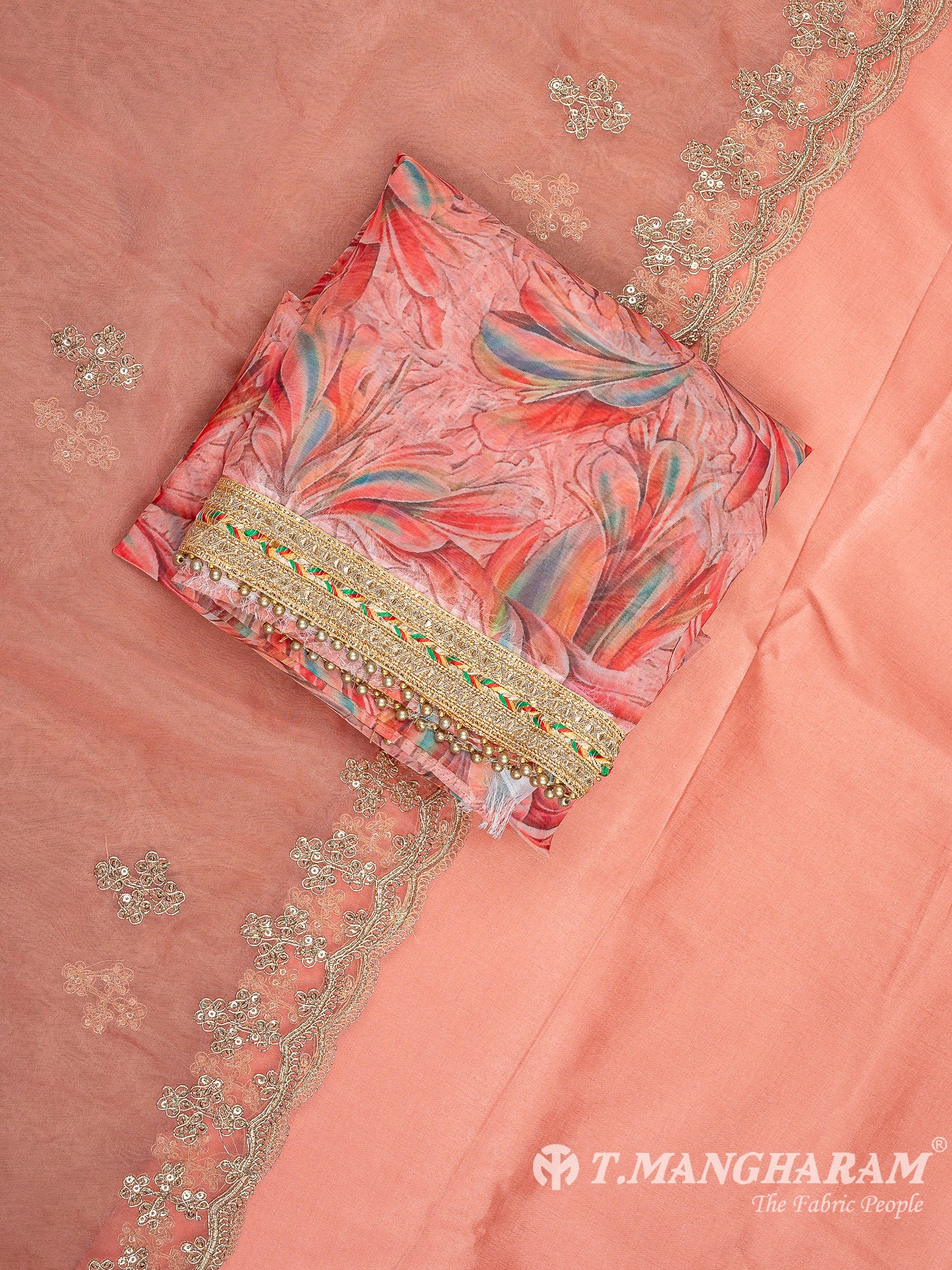 Multicolor Organza Tissue Chudidhar Fabric Set - EG1853 view-1
