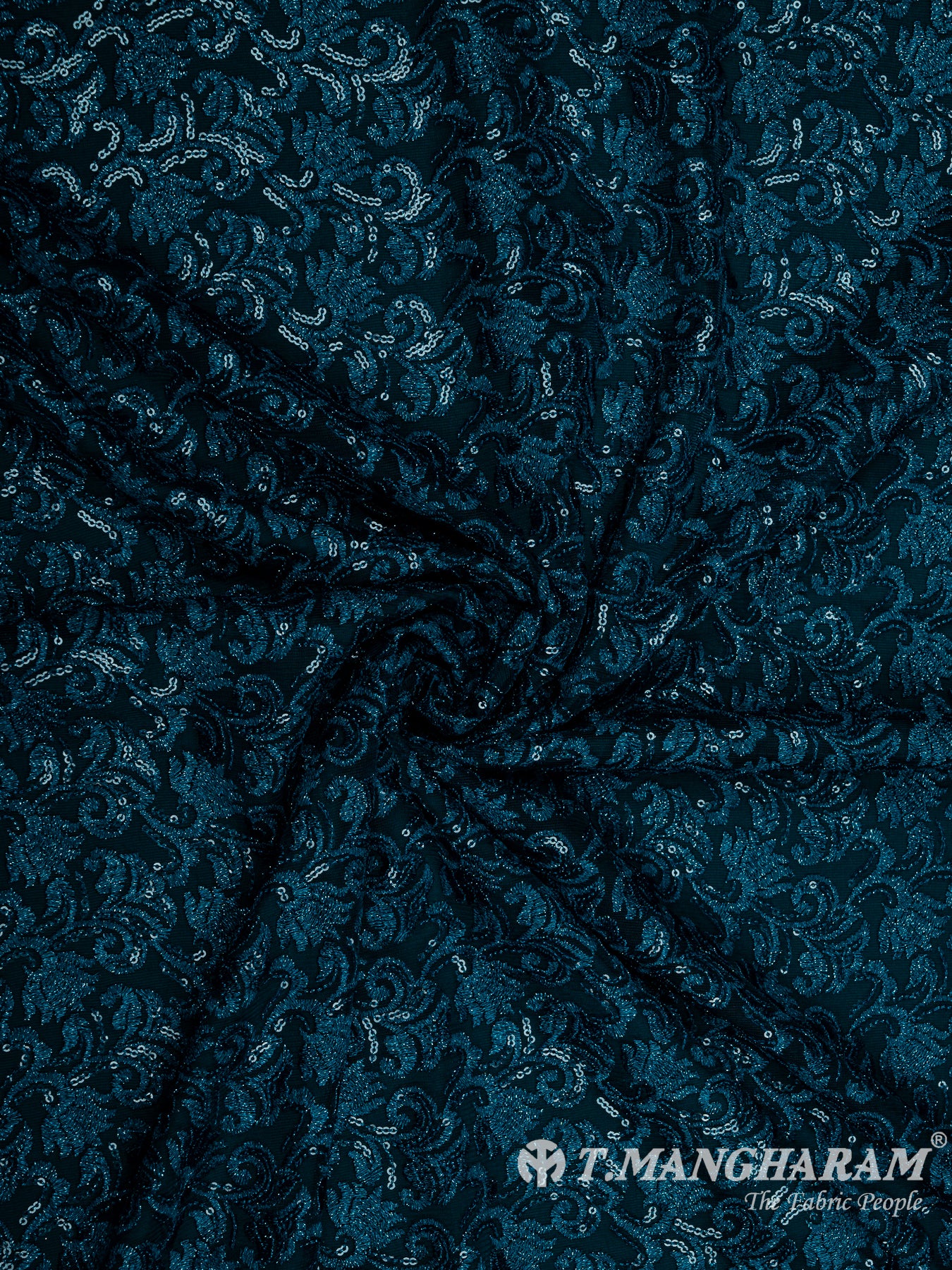 Blue Net Embroidery Fabric - EC8437 view-1