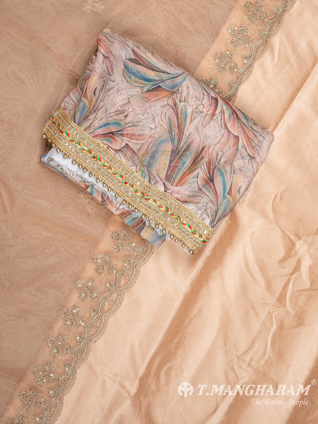 Multicolor Organza Tissue Chudidhar Fabric Set - EG1855 view-1