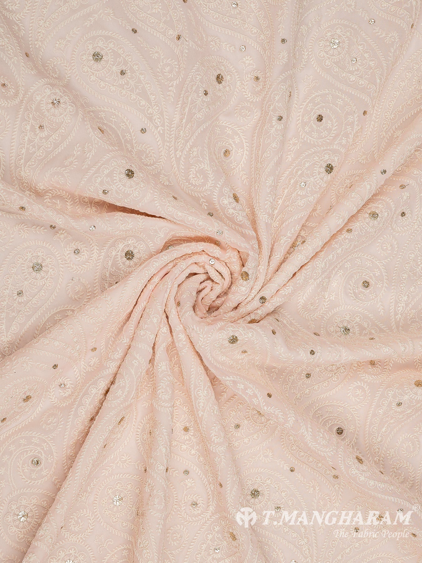 Pink Georgette Embroidery Fabric - EC9058 view-1