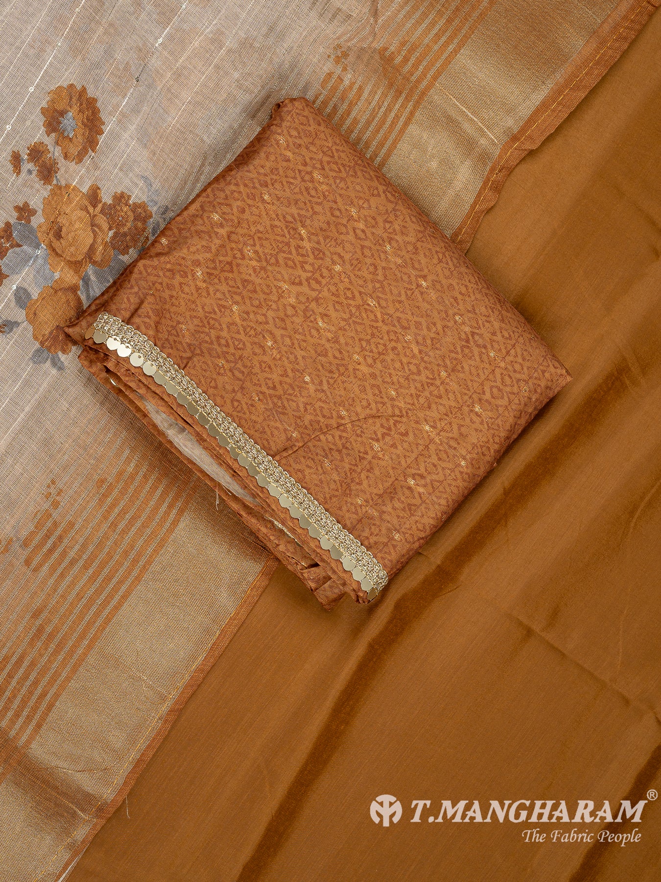 Brown Silk Cotton Chudidhar Fabric Set - EG1835 view-1