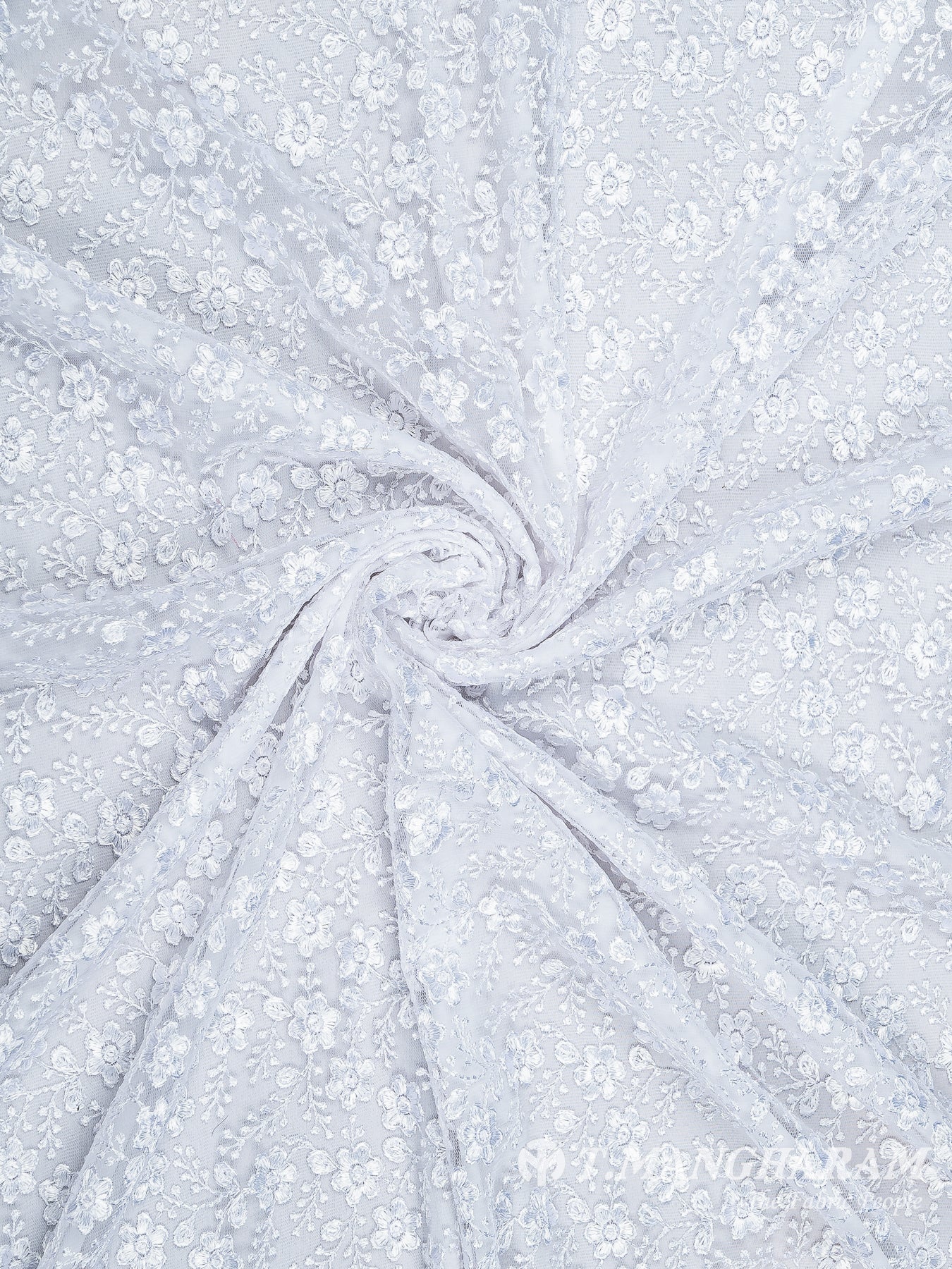 White Fancy Net Fabric - EC7976 view-1
