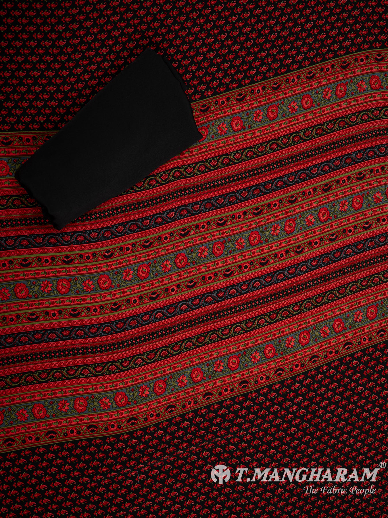 Black Crepe Chudidhar Fabric Set - EH1621 view-2