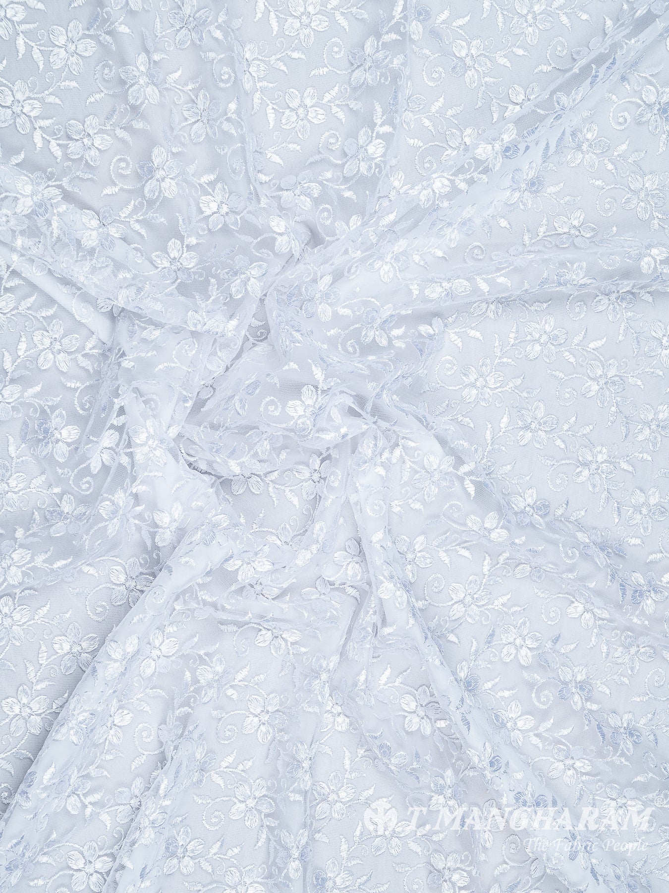 White Fancy Net Fabric - EC7977 view-4